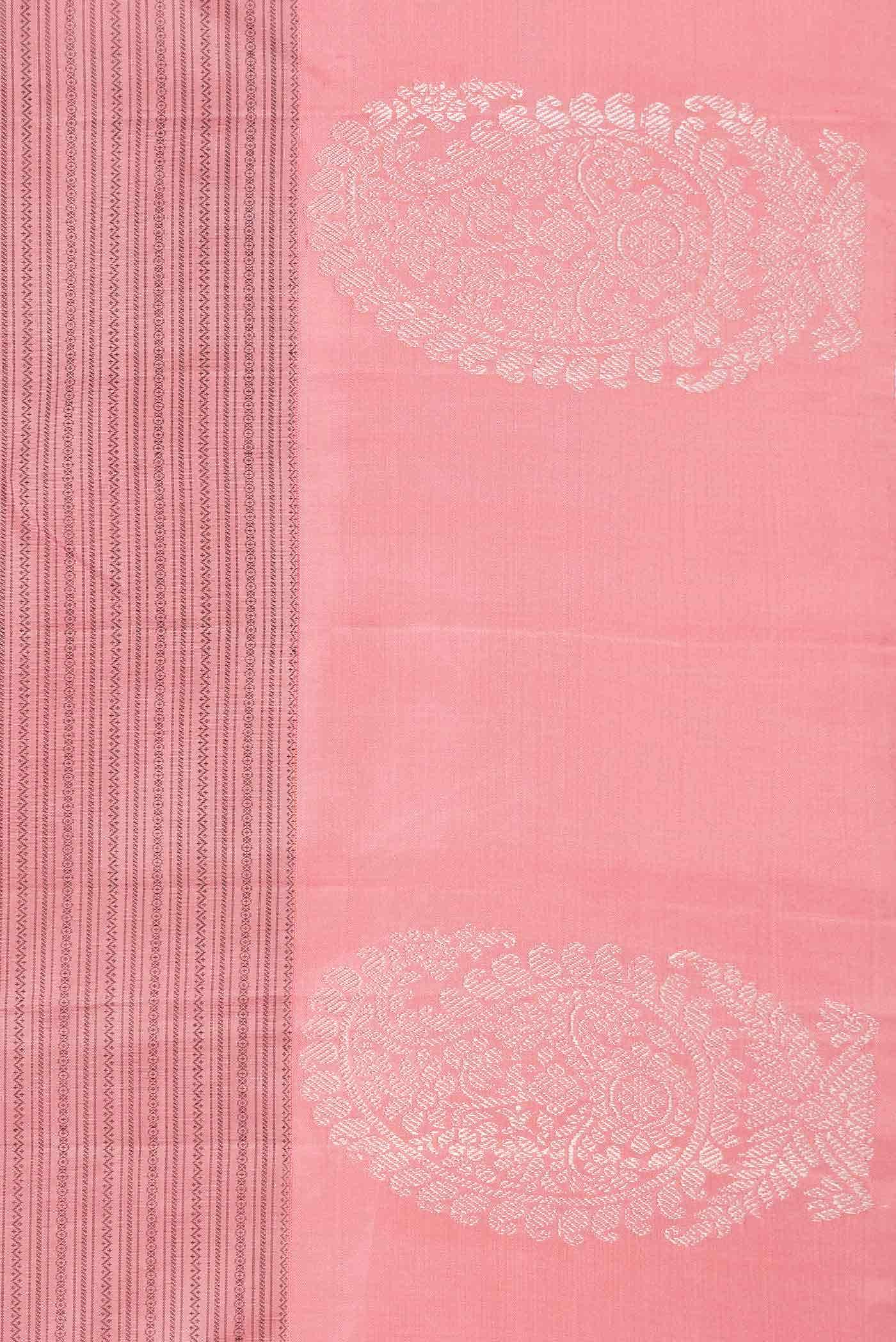 Pure Silk Pure Zari Pink Kanjivaram Saree - Image 6