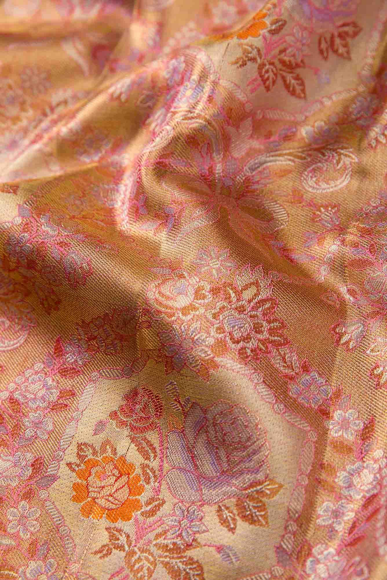 Pink Dual Tone Kanjivaram Tissue Silk Saree - Image 3