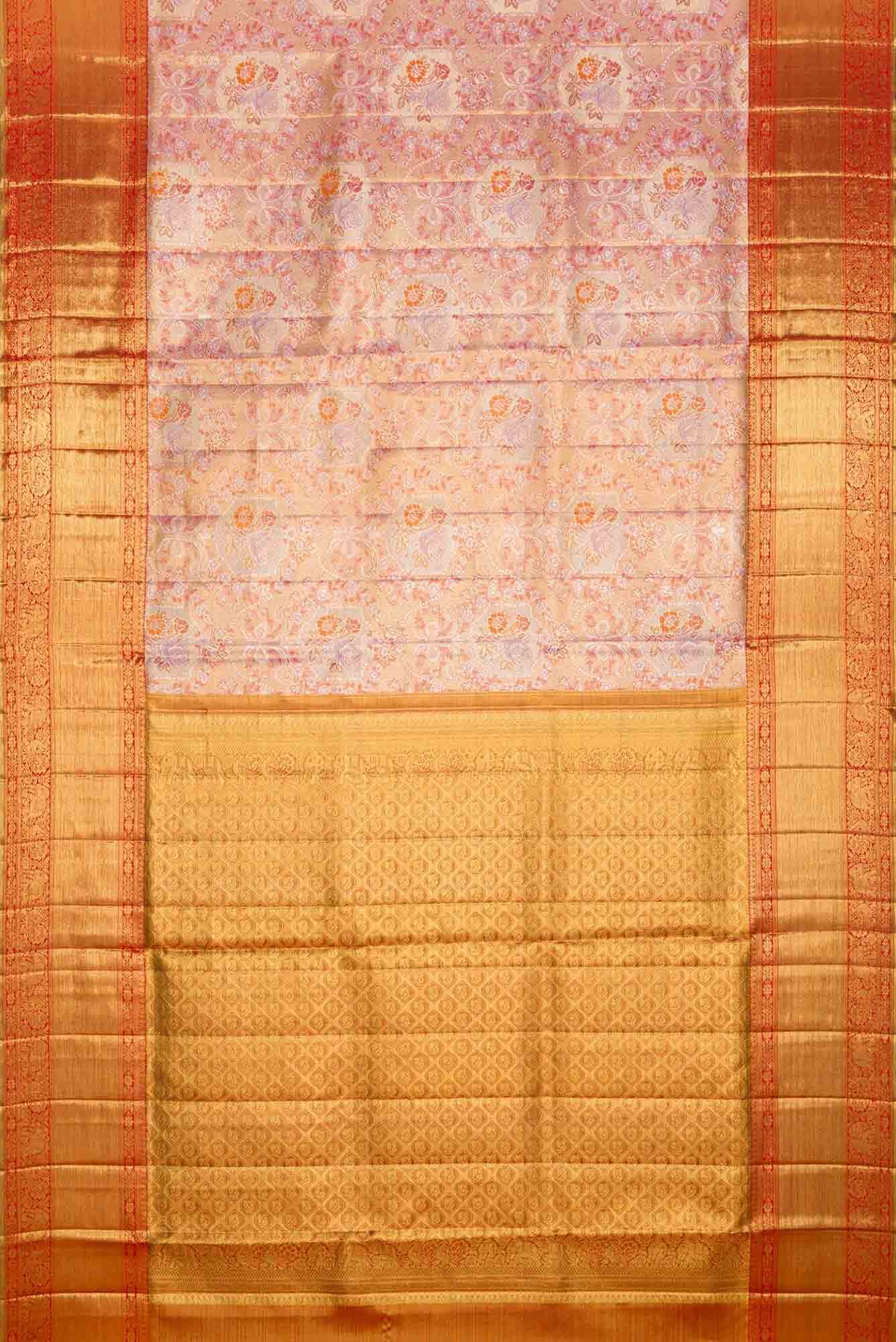 Pink Dual Tone Kanjivaram Tissue Silk Saree - Image 4