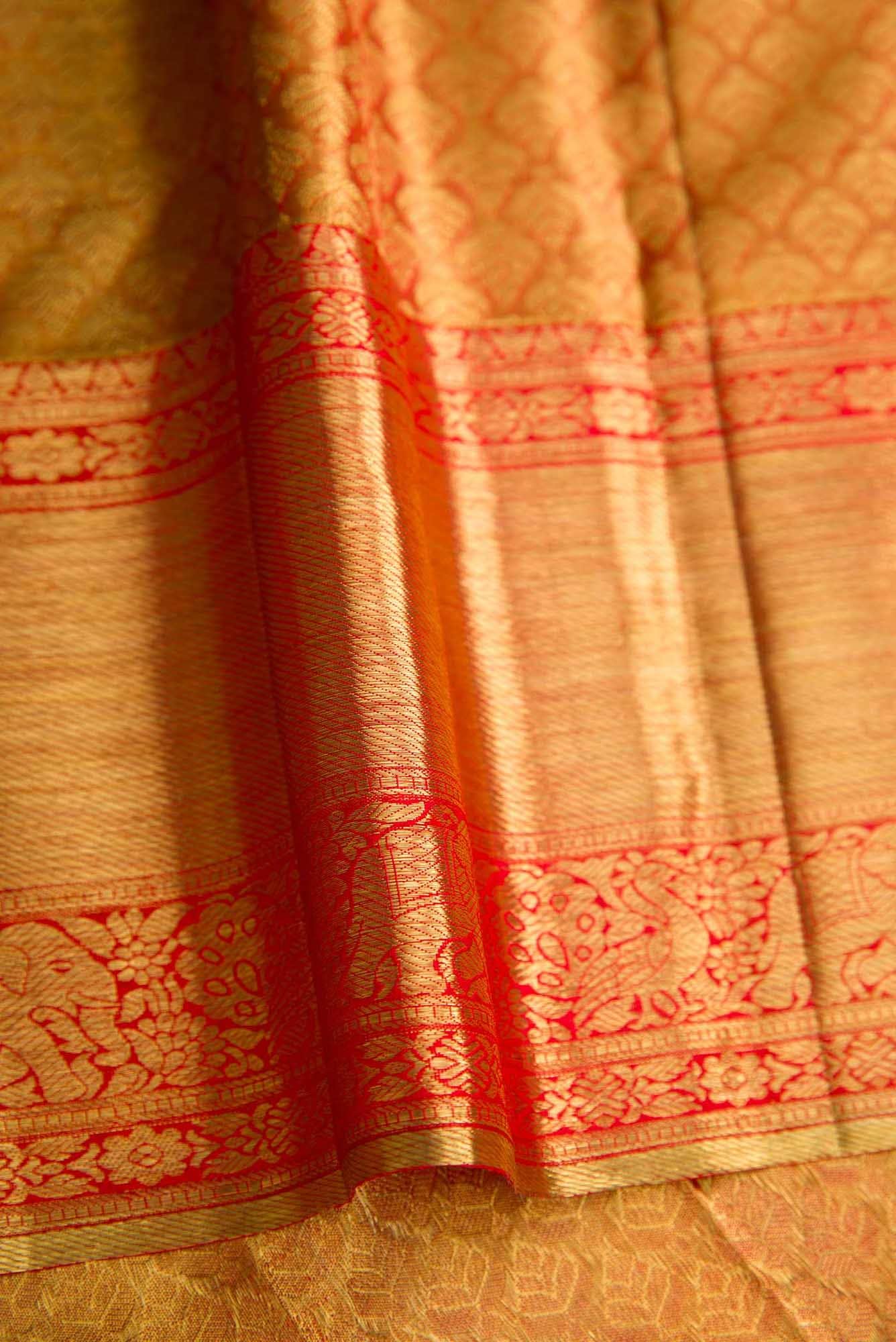 Pink Dual Tone Kanjivaram Tissue Silk Saree - Image 6