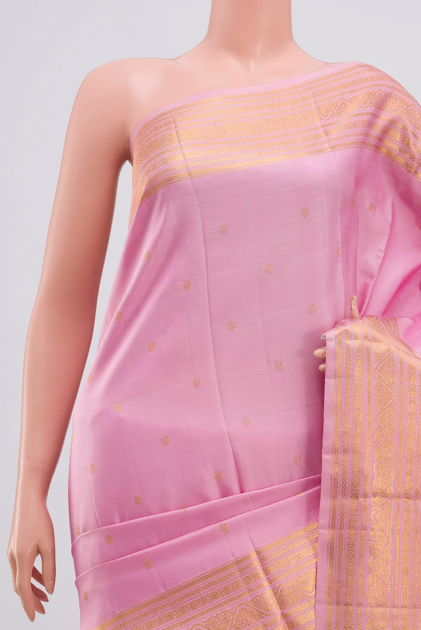 Rose pink Kanjivaram Silk Saree - Image 2