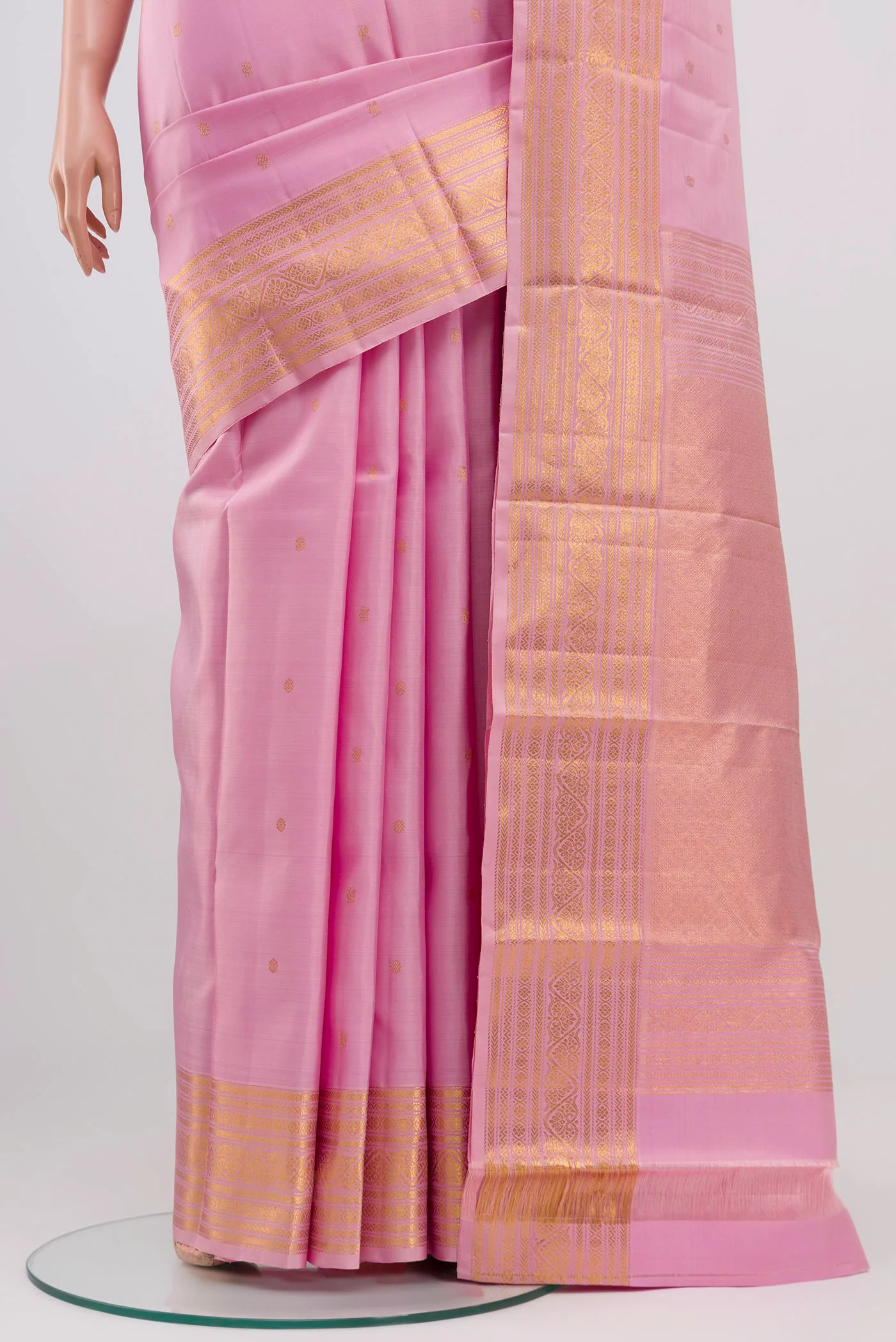 Rose pink Kanjivaram Silk Saree - Image 3