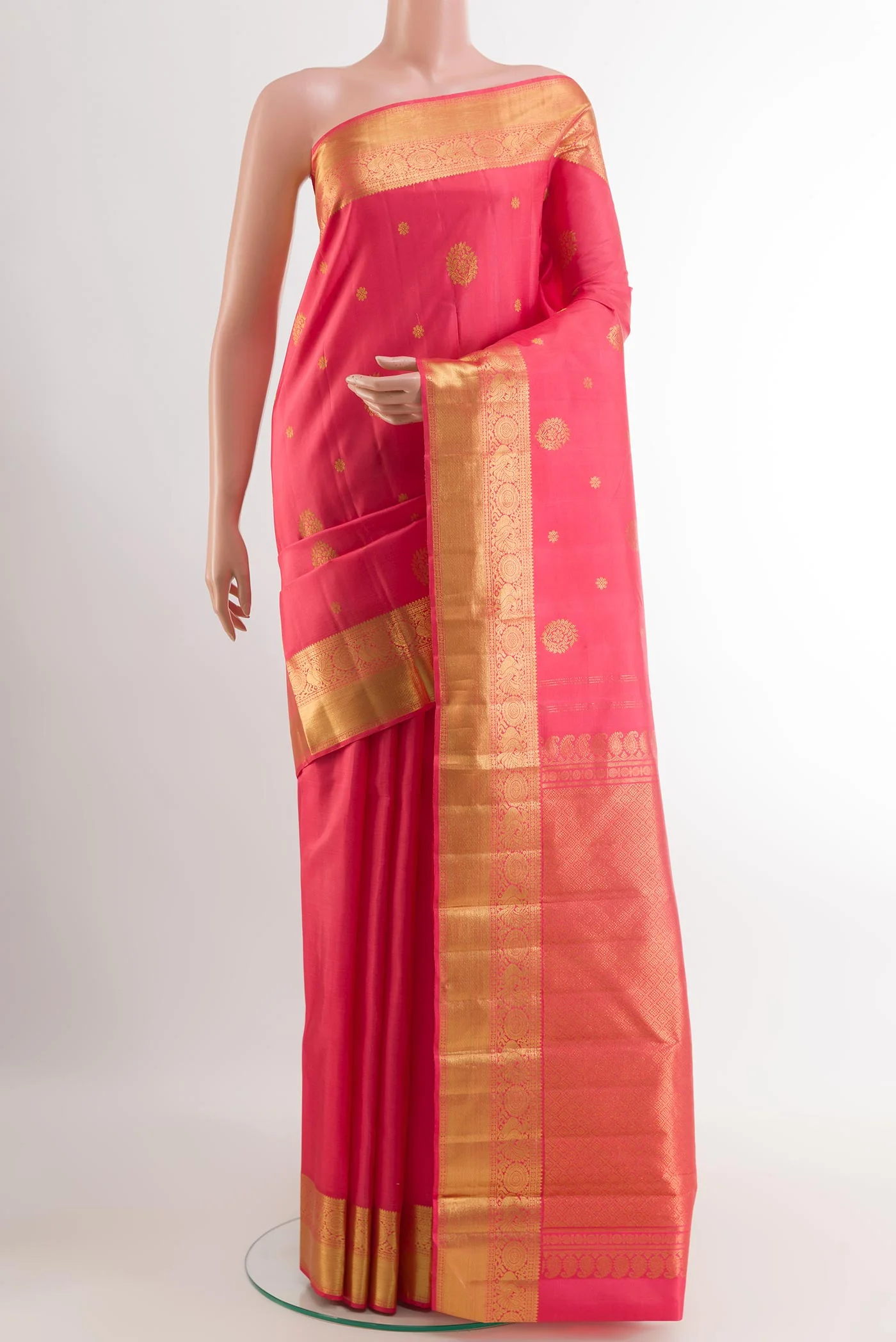 Coral Kanjivaram Silk Saree