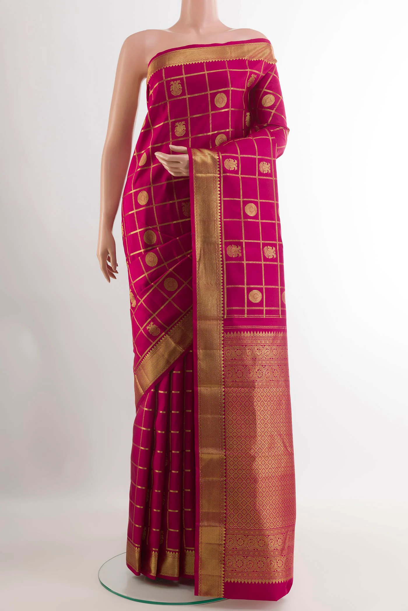 Dark Pink Kanjivaram Silk Saree