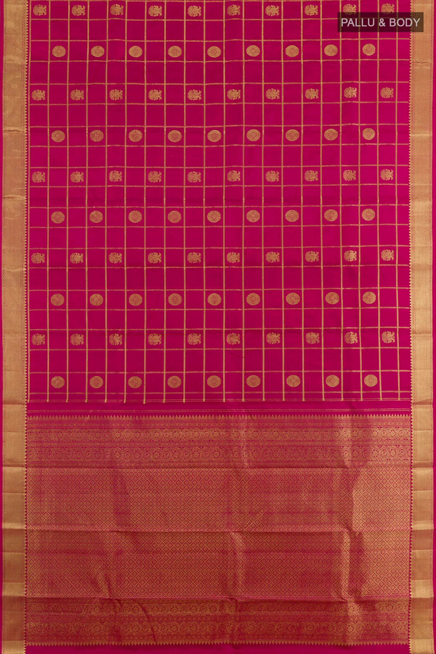 Dark Pink Kanjivaram Silk Saree - Image 3