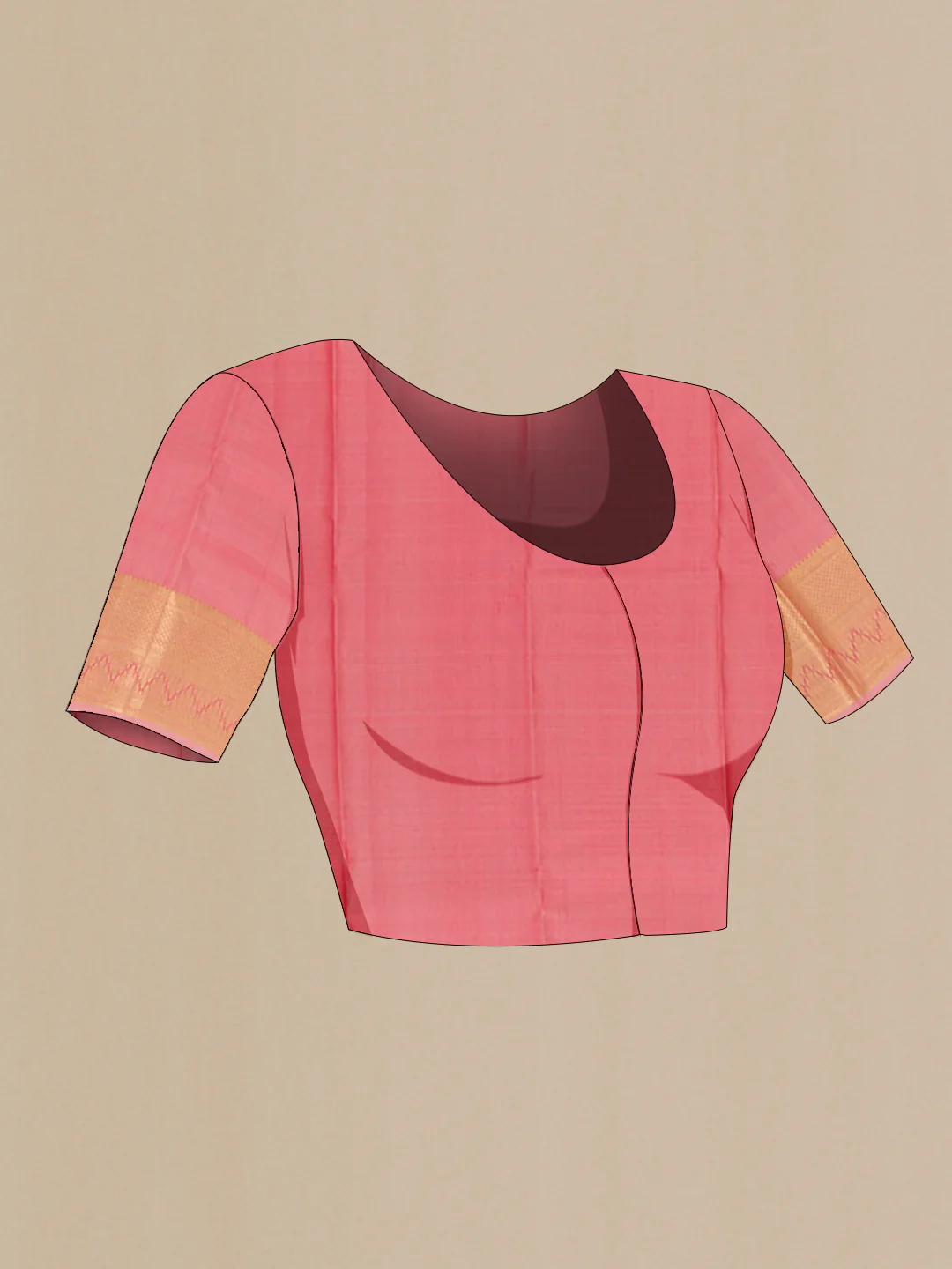Coral Kanjivaram Silk Saree - Image 2