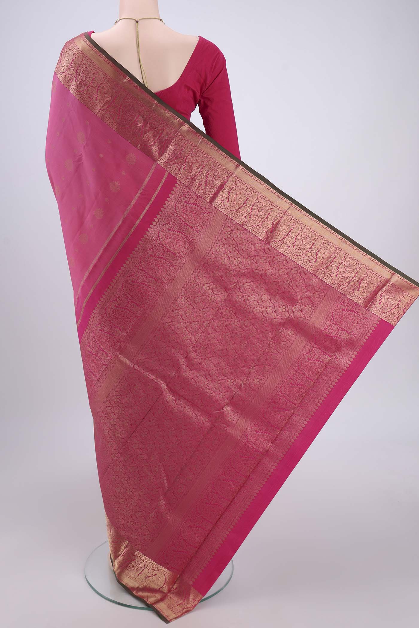 Pink Kanjivaram Silk Saree - Image 3