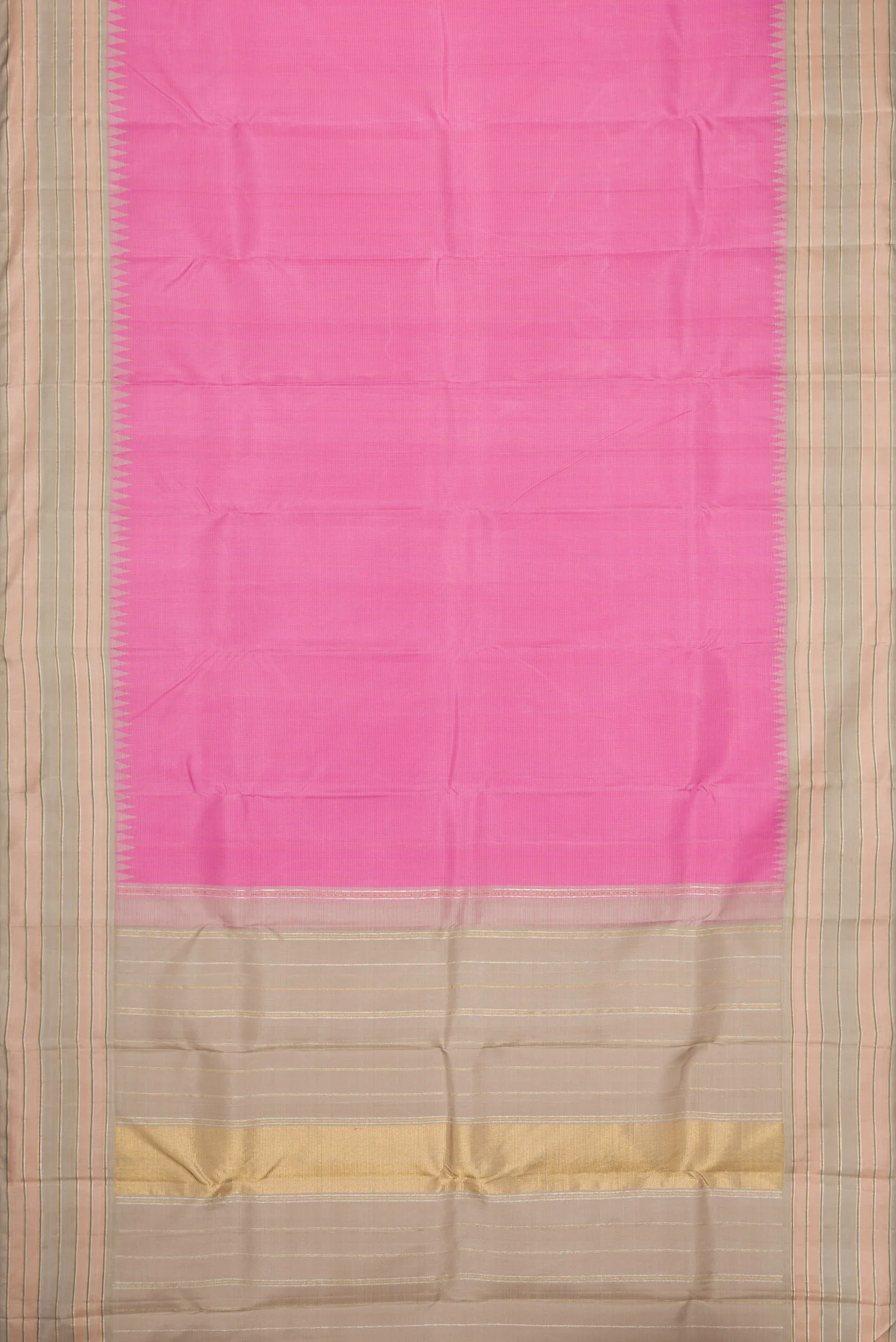 Pure Silk Pure Zari Pink Kanjivaram Saree - Image 6