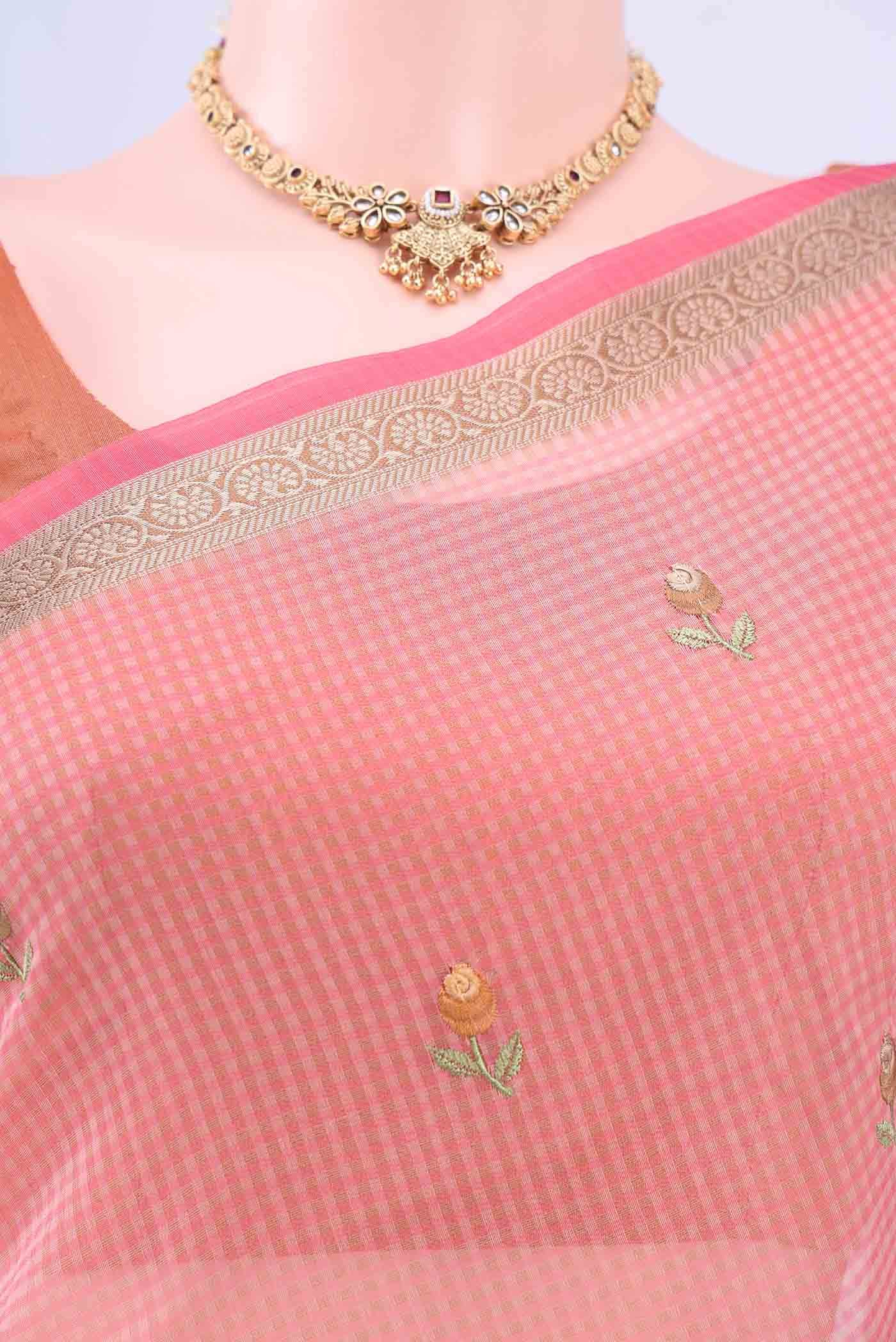Pink Kota Cotton Saree - Image 3
