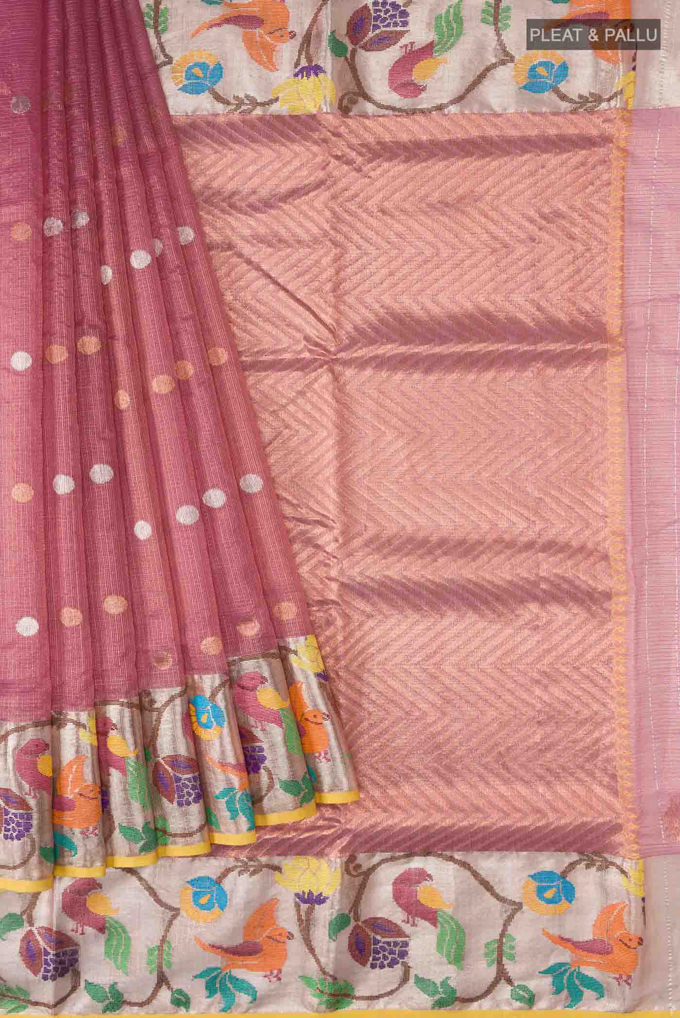 Pure Silk Pure Zari Mauve Kota Saree - Image 4