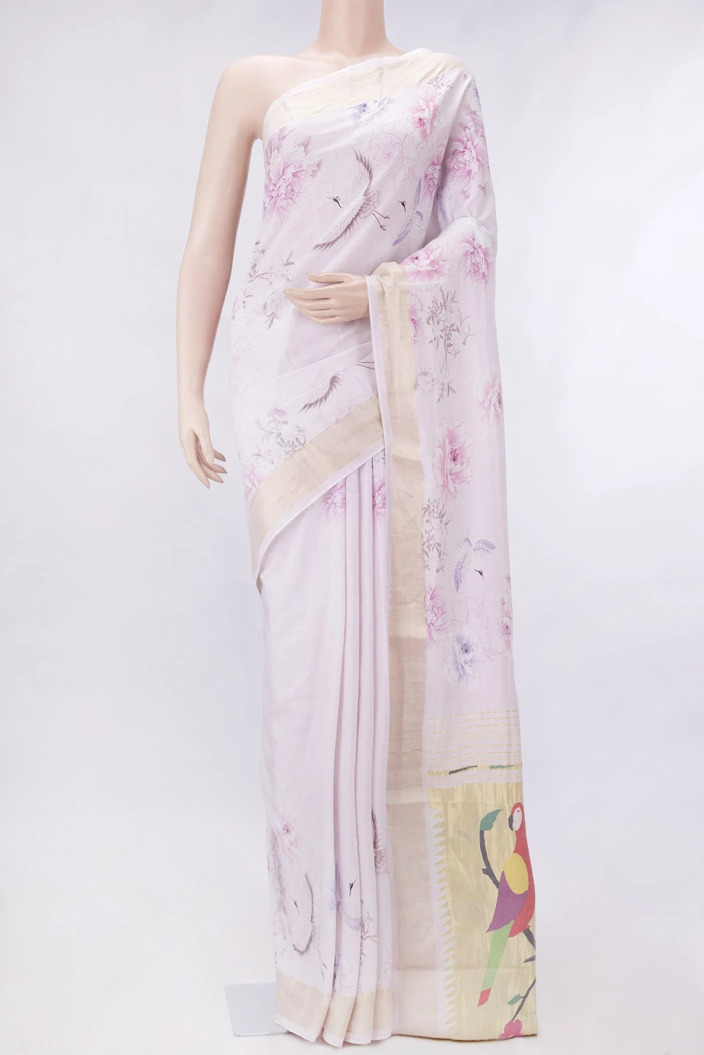 Pink Linen Saree