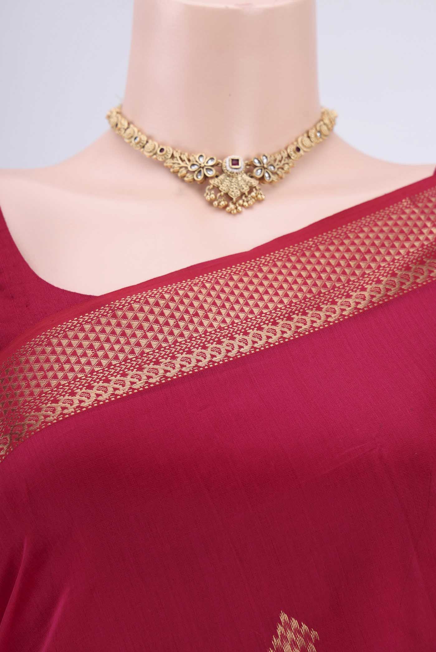 Pink Maheshwari Silk Cotton Saree - Image 2