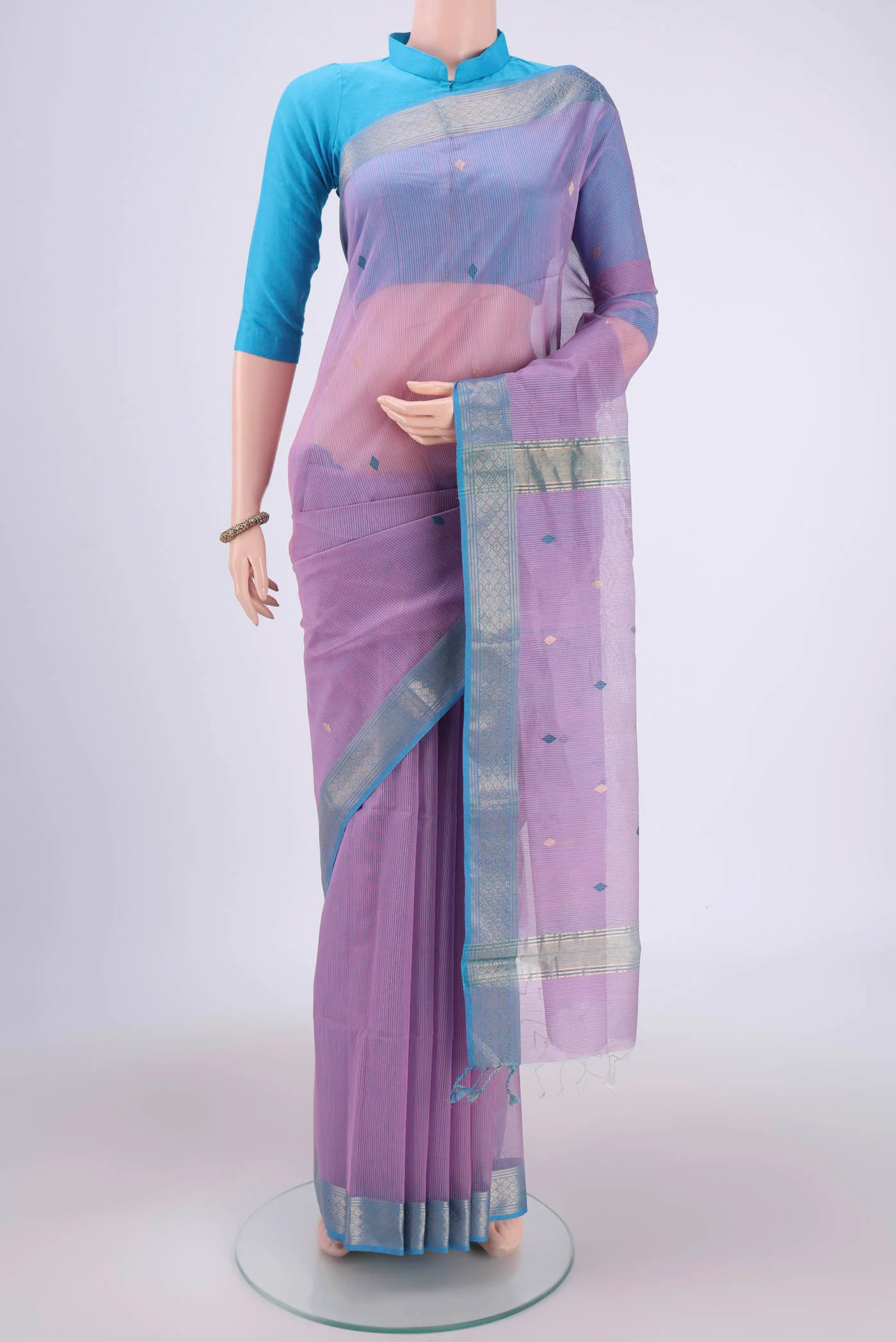 Lavender Maheshwari Silk Cotton Saree