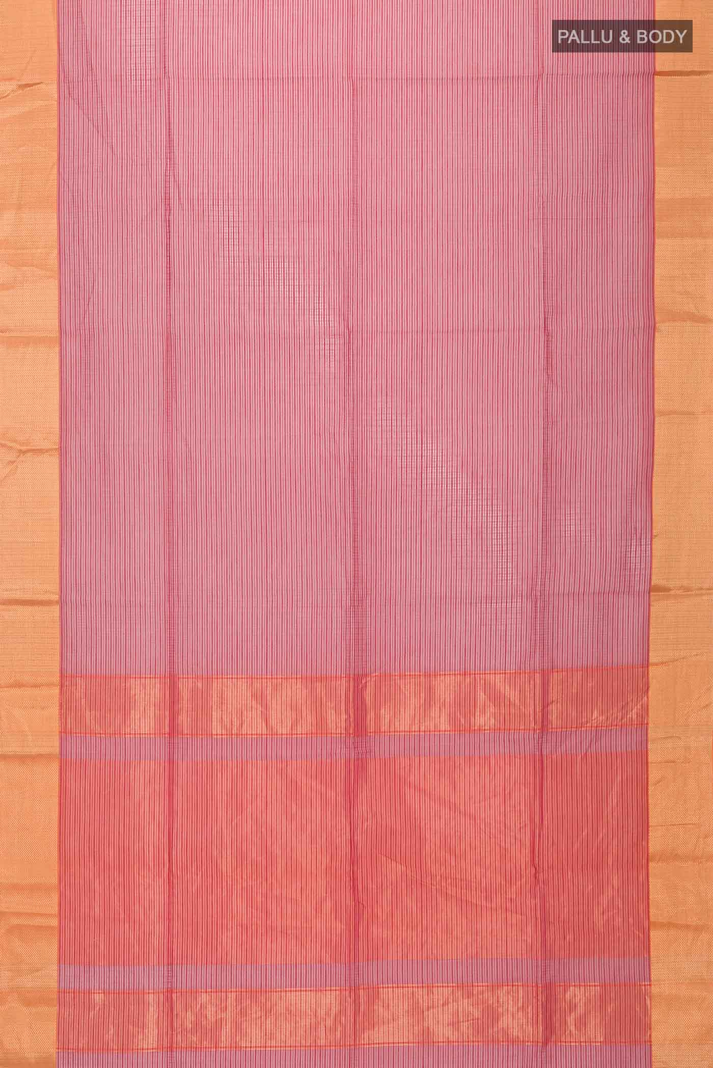 Pink Maheshwari Silk Cotton Saree - Image 3