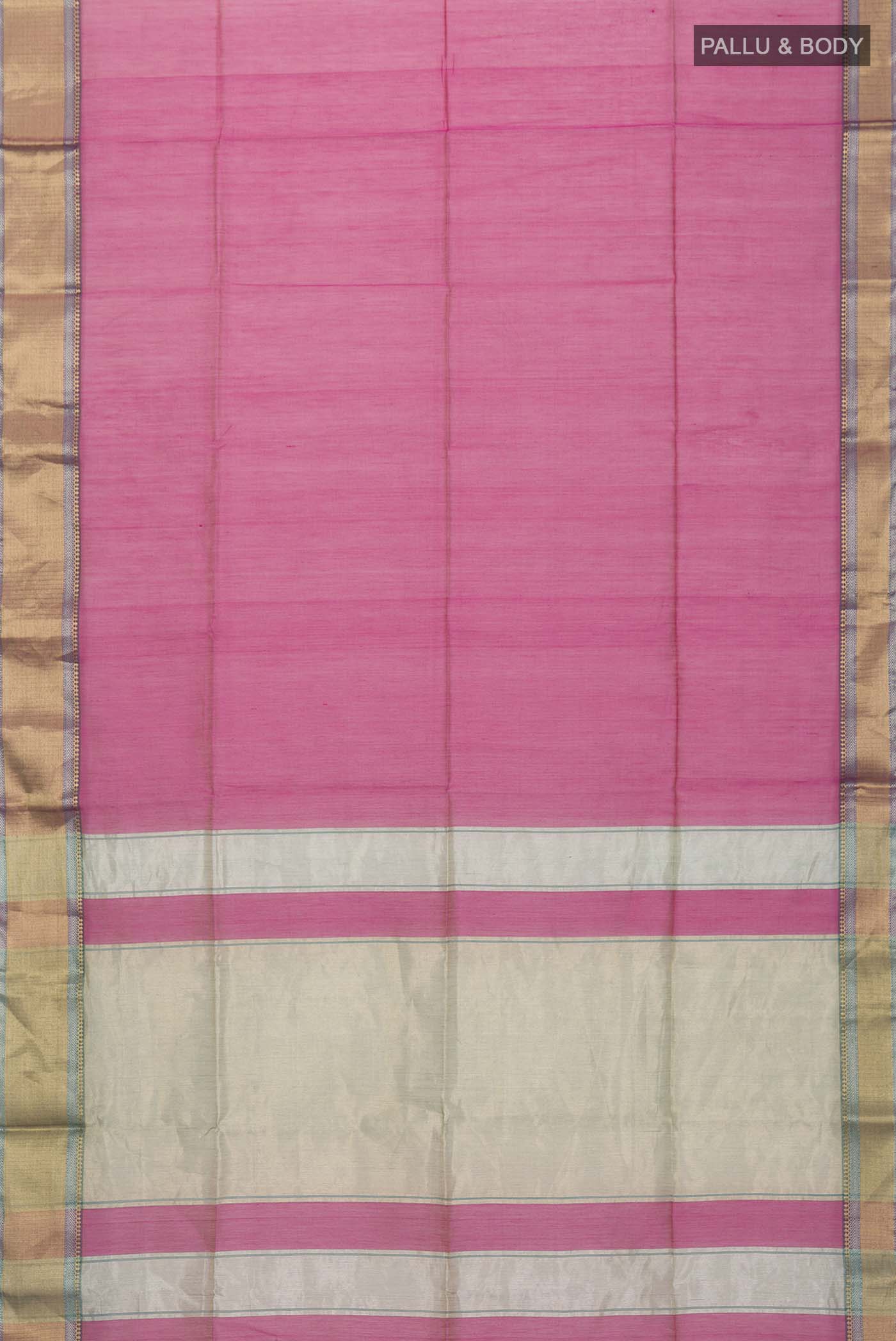 Pink Maheshwari Silk Cotton Saree - Image 5