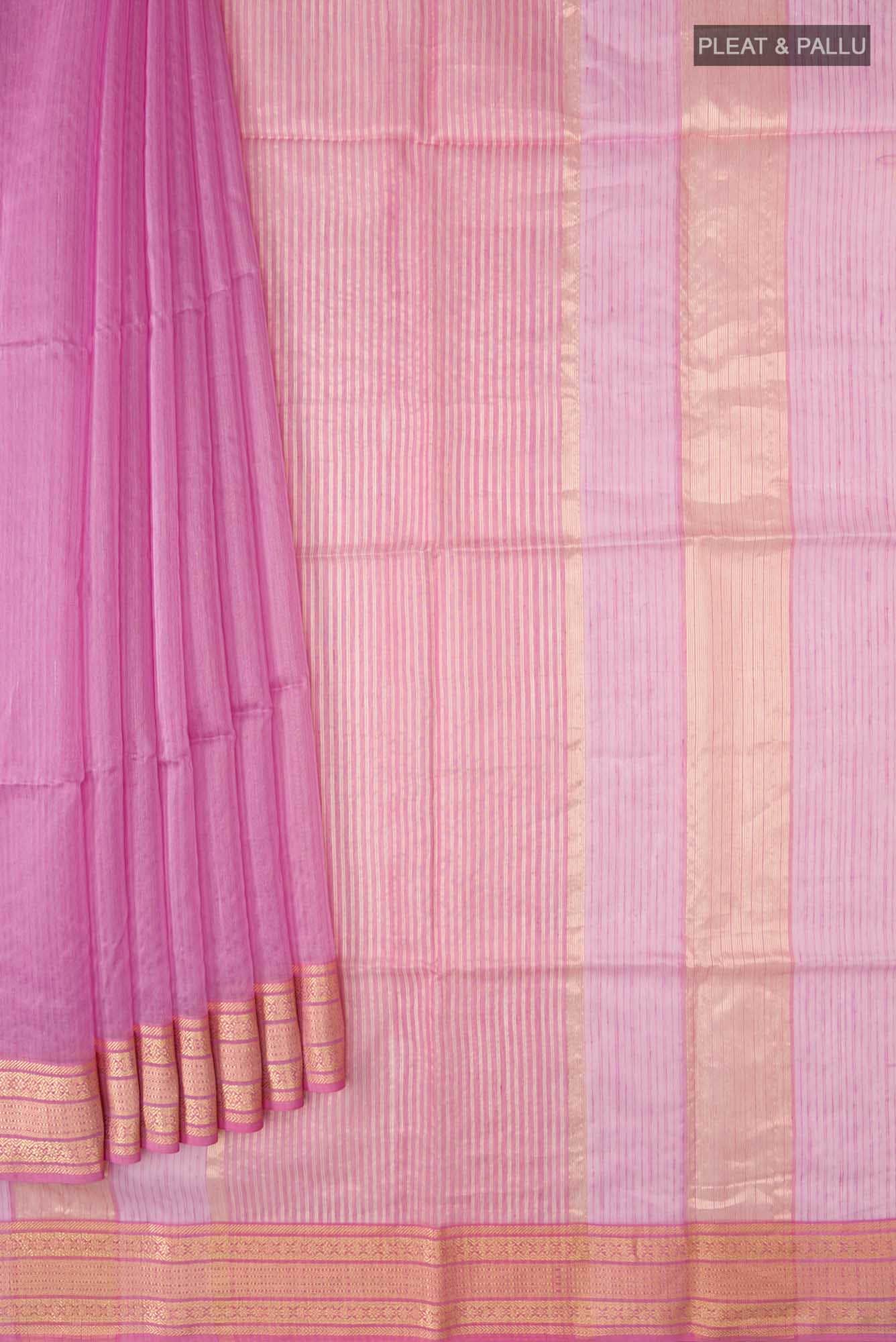 Lavender Maheshwari Silk Cotton Saree - Image 2