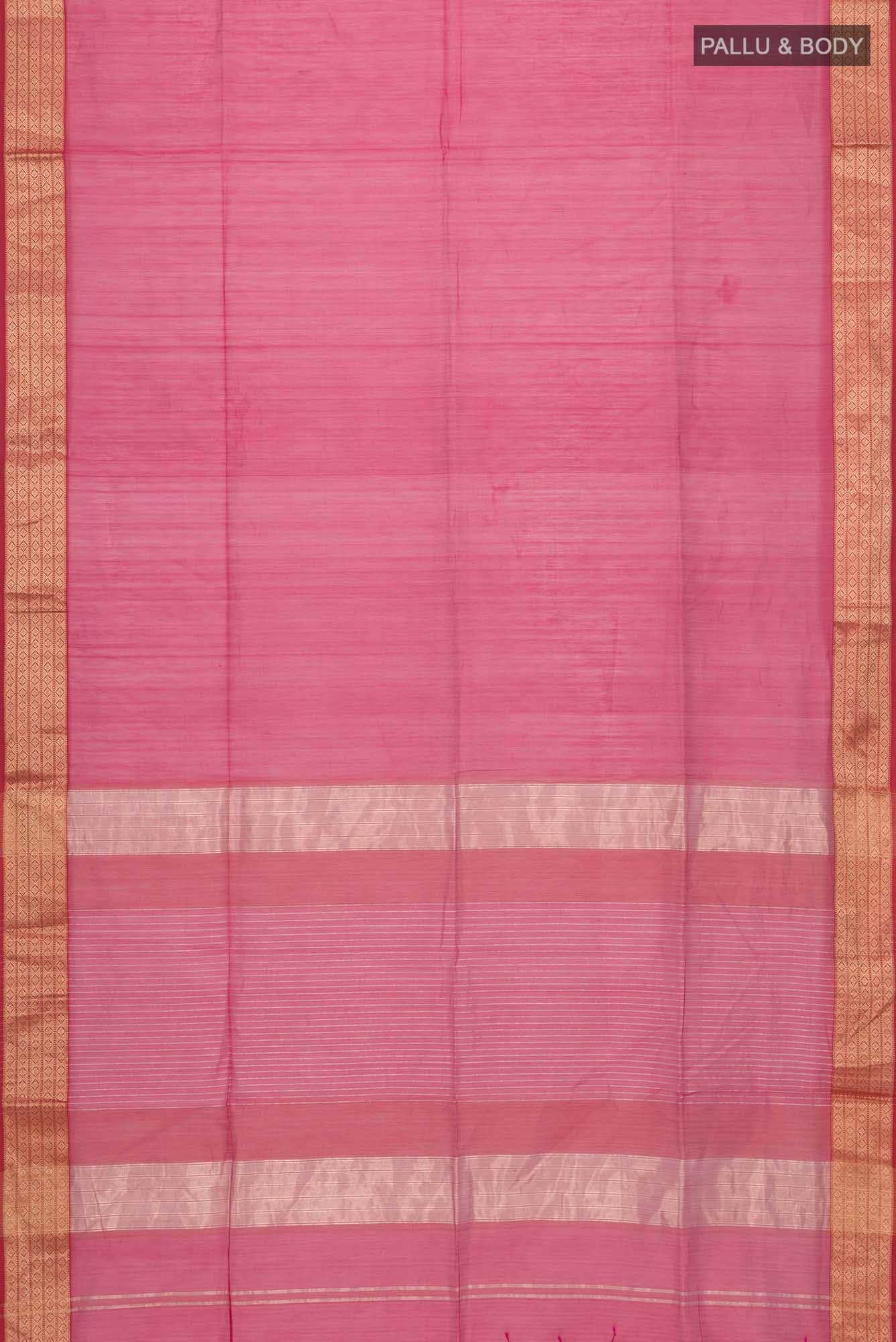 Pink Maheshwari Silk Cotton Saree - Image 2
