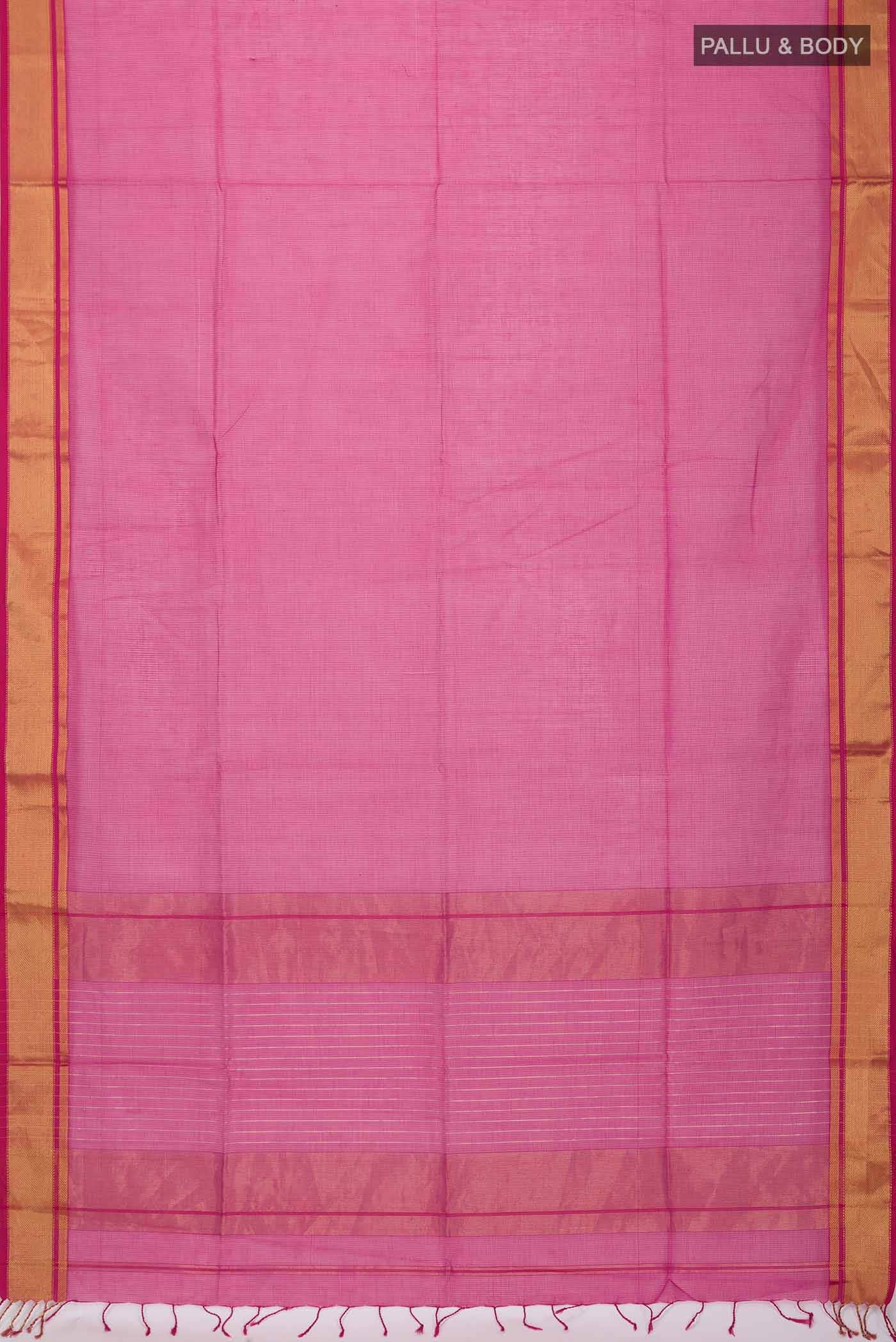 Pink Maheshwari Silk Cotton Saree - Image 2