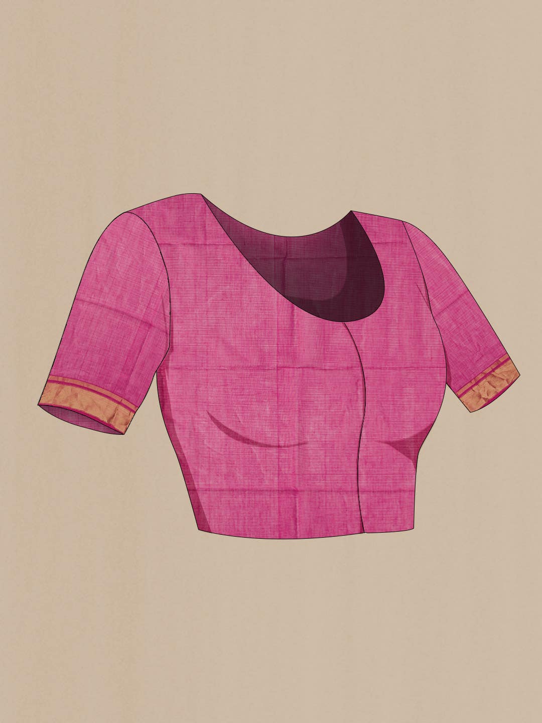 Pink Maheshwari Silk Cotton Saree - Image 3