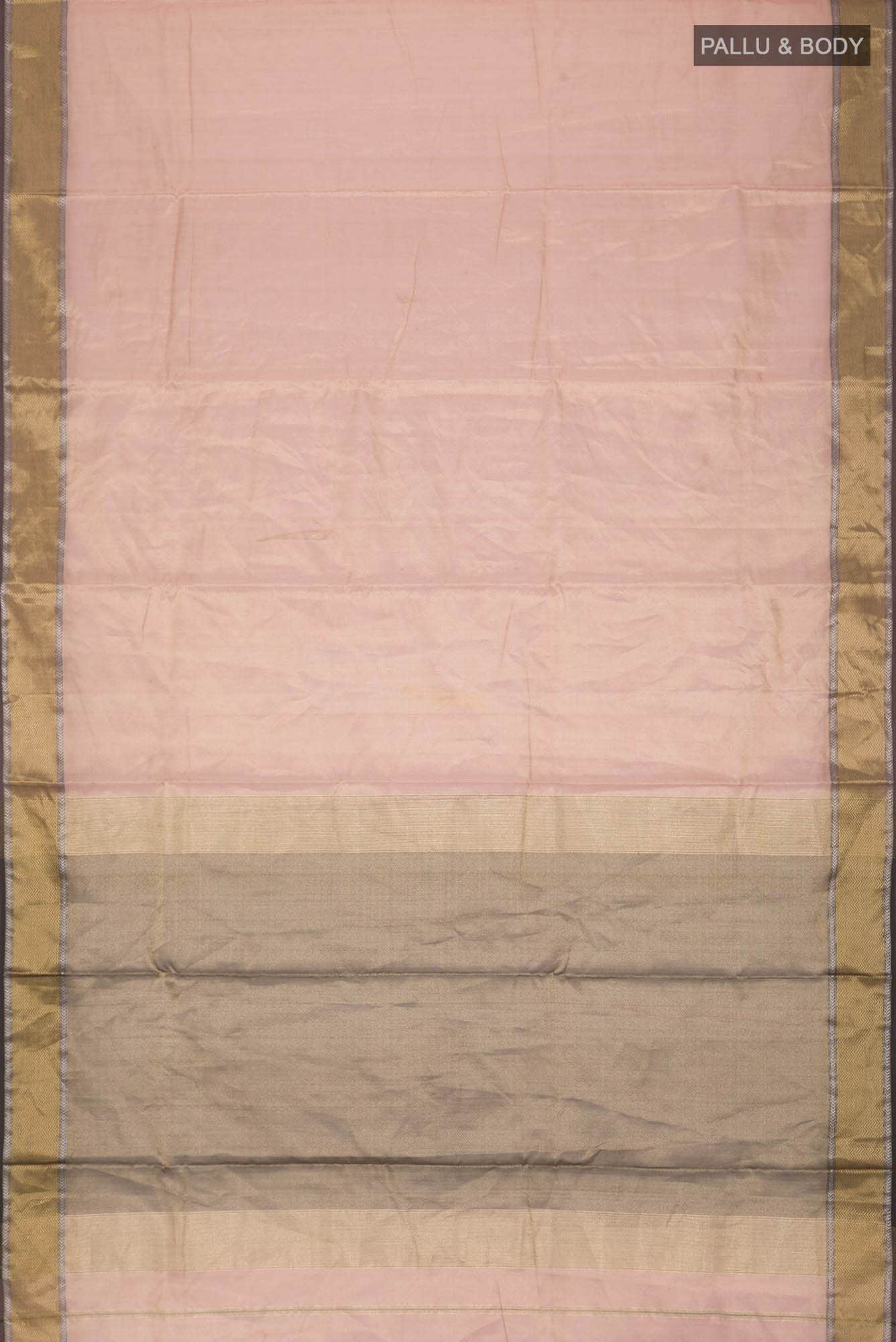 Rose Gold Maheshwari Silk Saree - Image 3