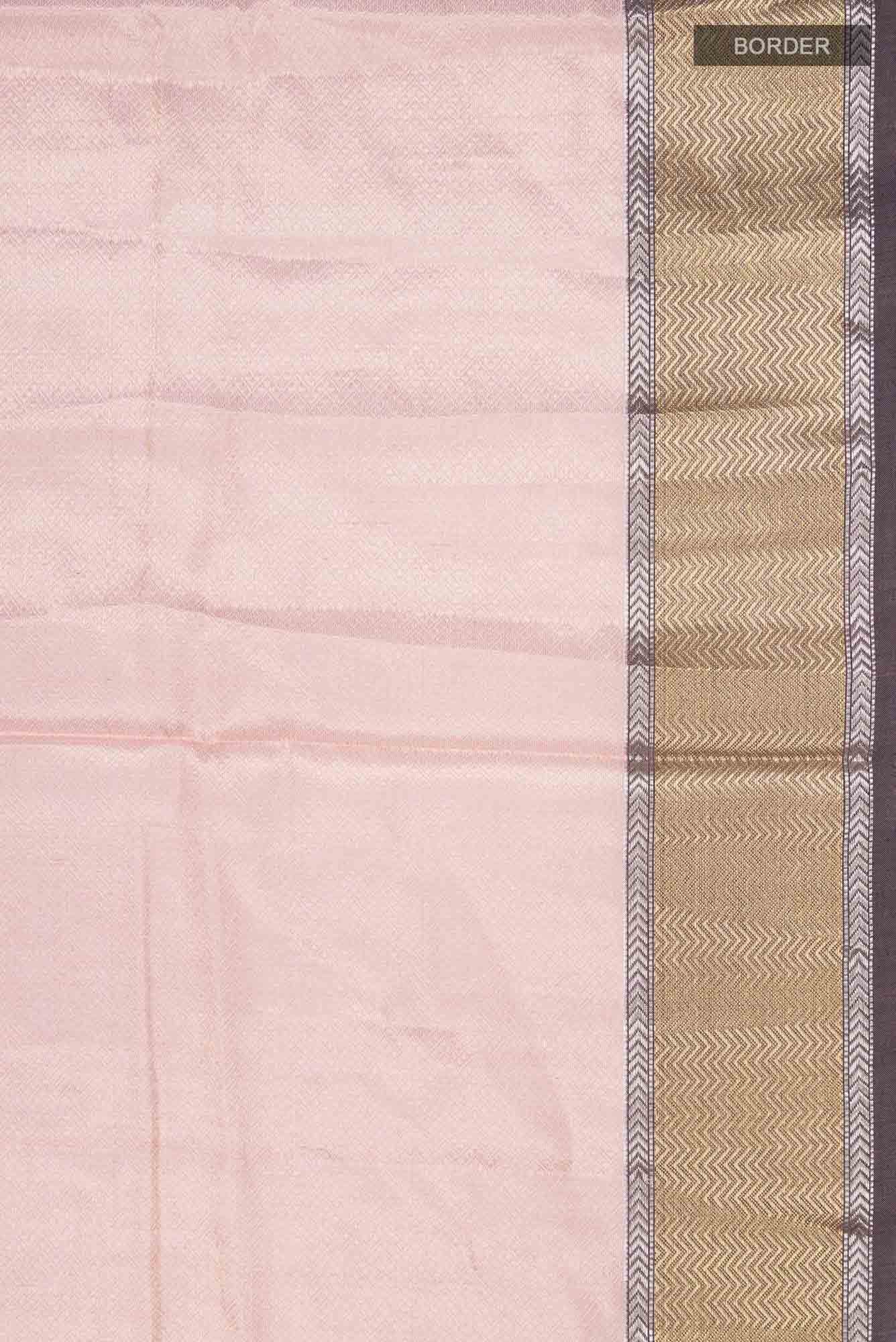 Rose Gold Maheshwari Silk Saree - Image 4