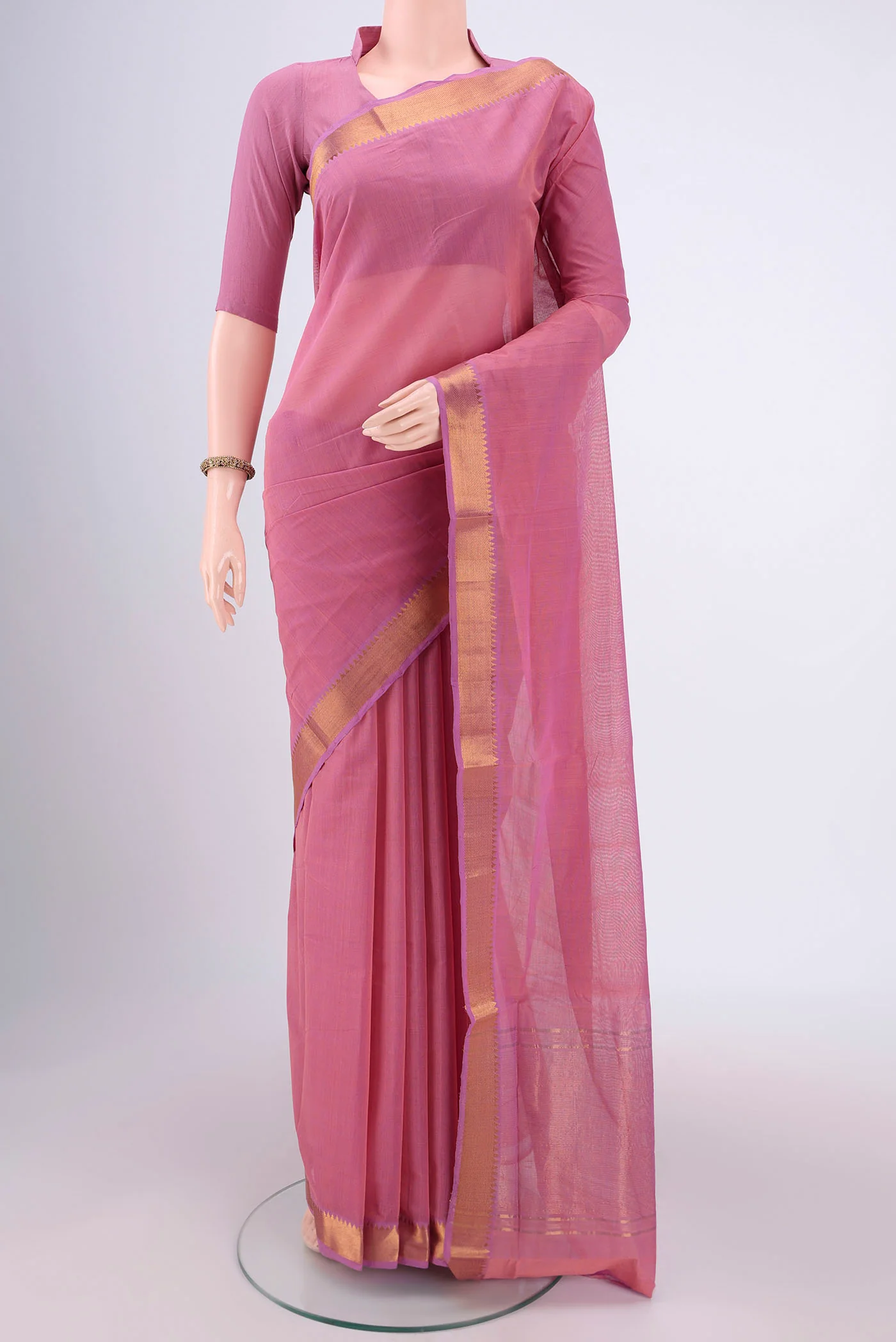 Pink Mangalagiri Cotton Saree