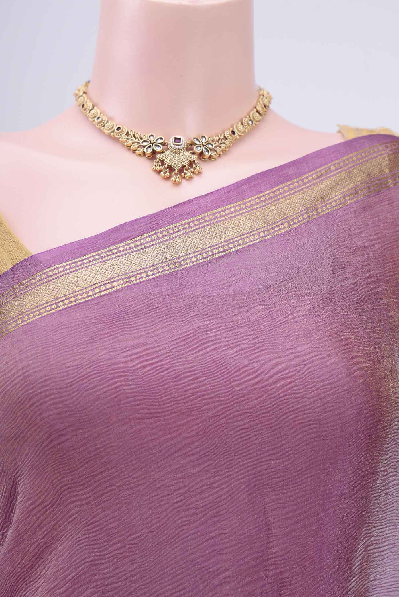 Pink Mysore Chiffon Saree - Image 2