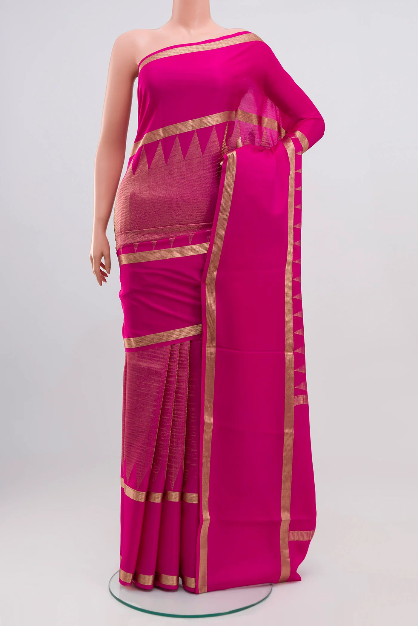Pink Mysore Crepe Saree