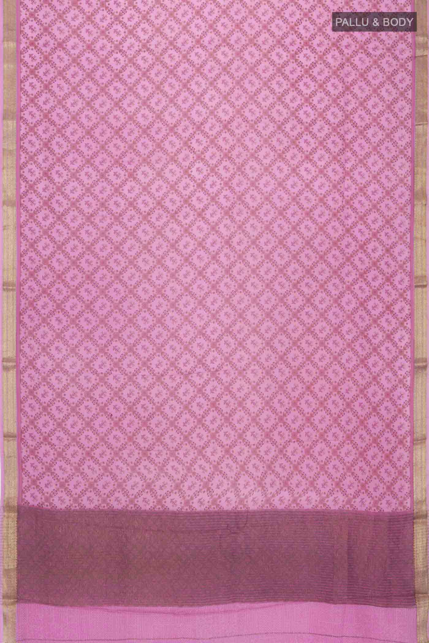 Pink Mysore Crepe Saree - Image 5