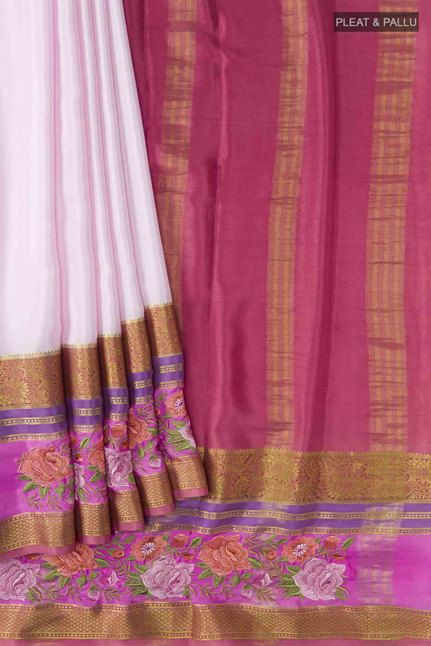 Pink Mysore Crepe Saree - Image 4