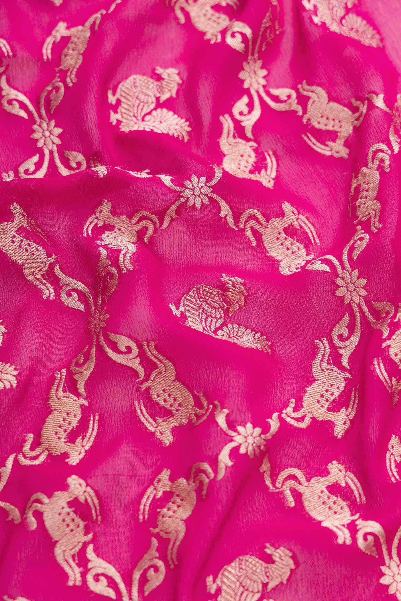 Pink Mysore Georgette Saree - Image 3