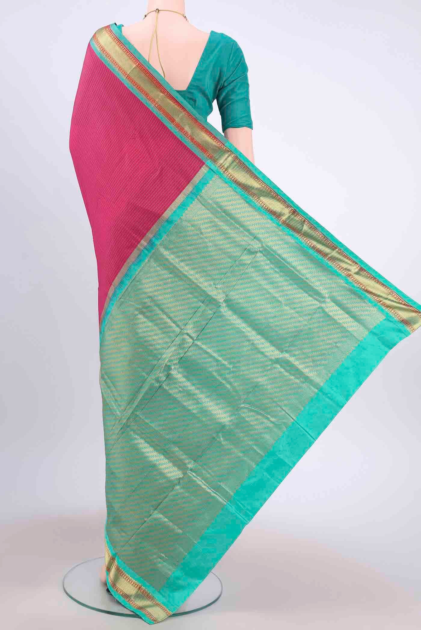 Pink Narayanpet Silk Saree - Image 3