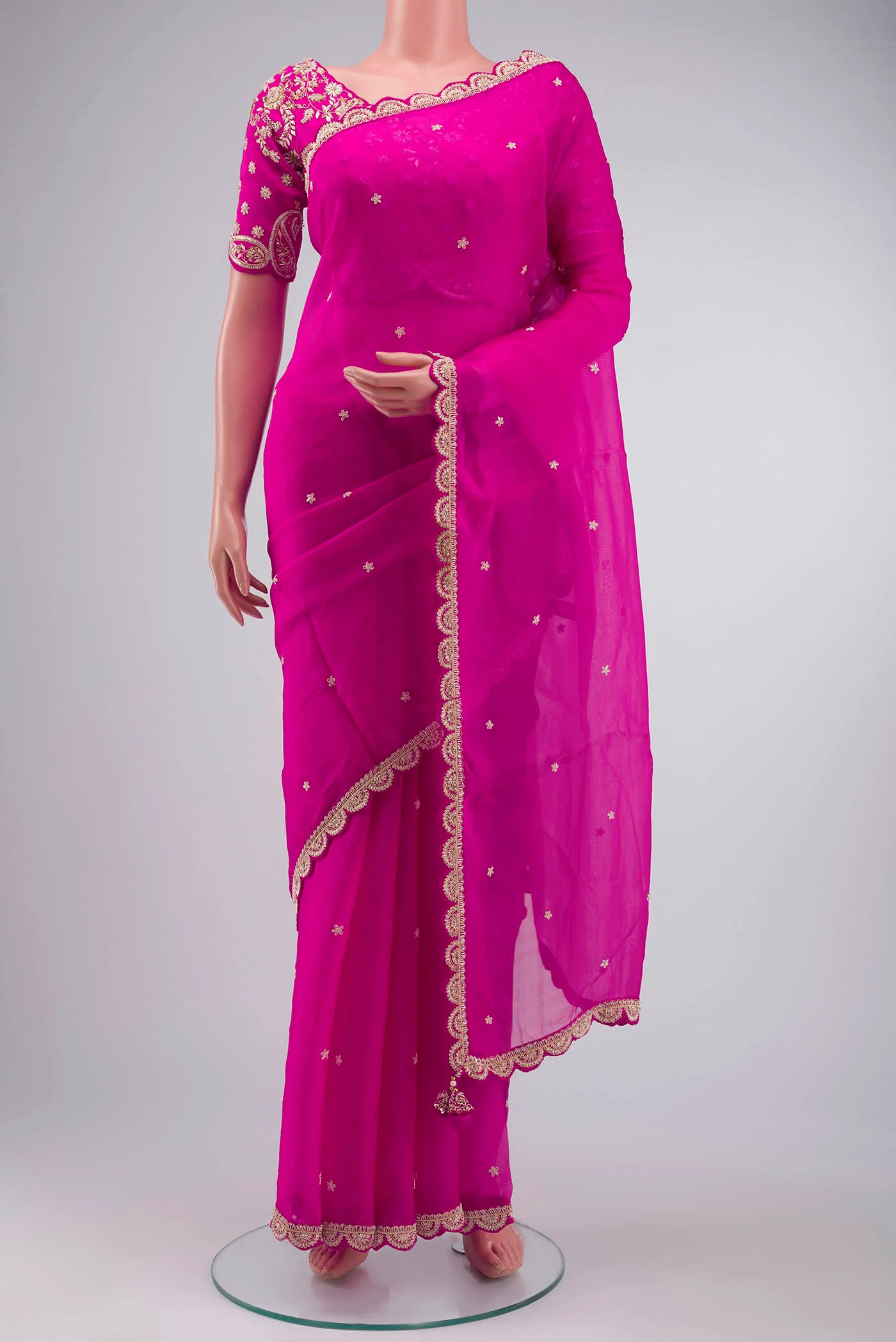 Pink Organza Silk Saree