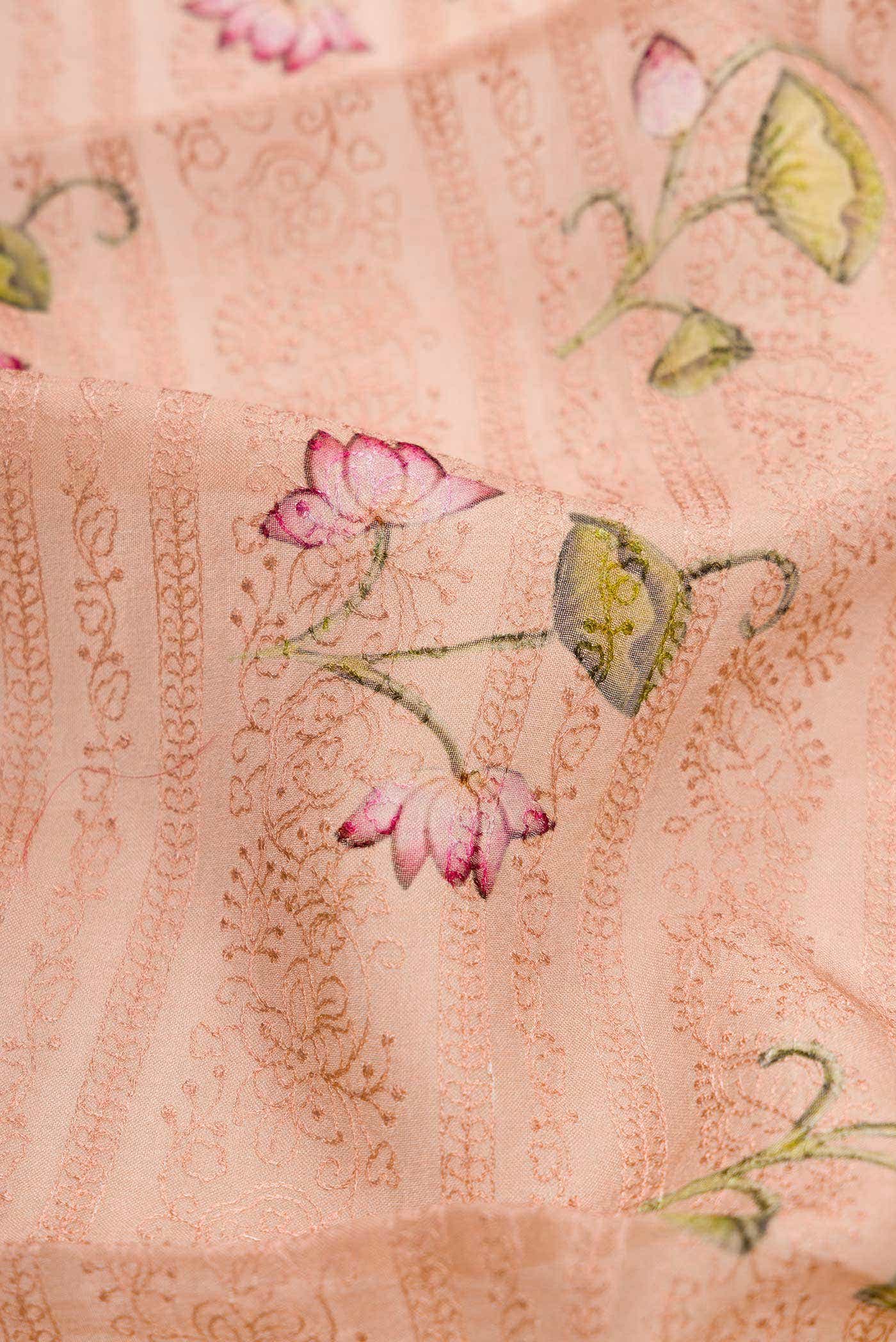 Rose Gold Organza Silk Saree - Image 2