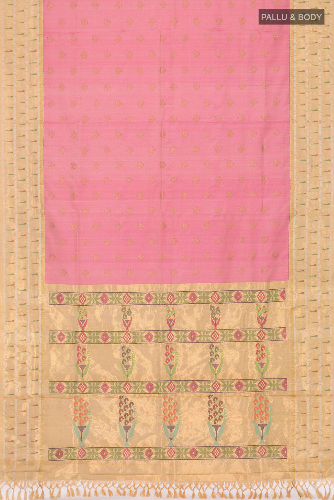 Pure Silk Pure Zari Pink Paithani Saree - Image 4