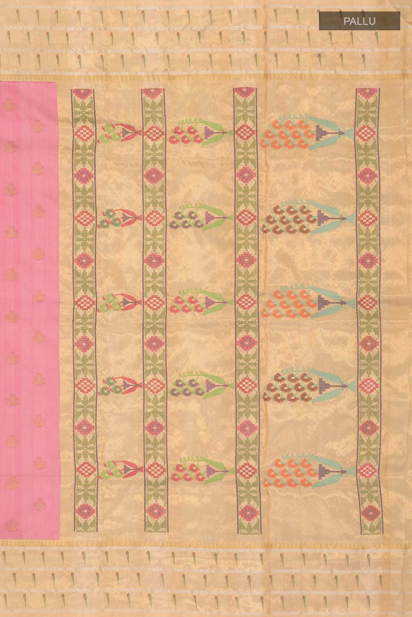 Pure Silk Pure Zari Pink Paithani Saree - Image 5