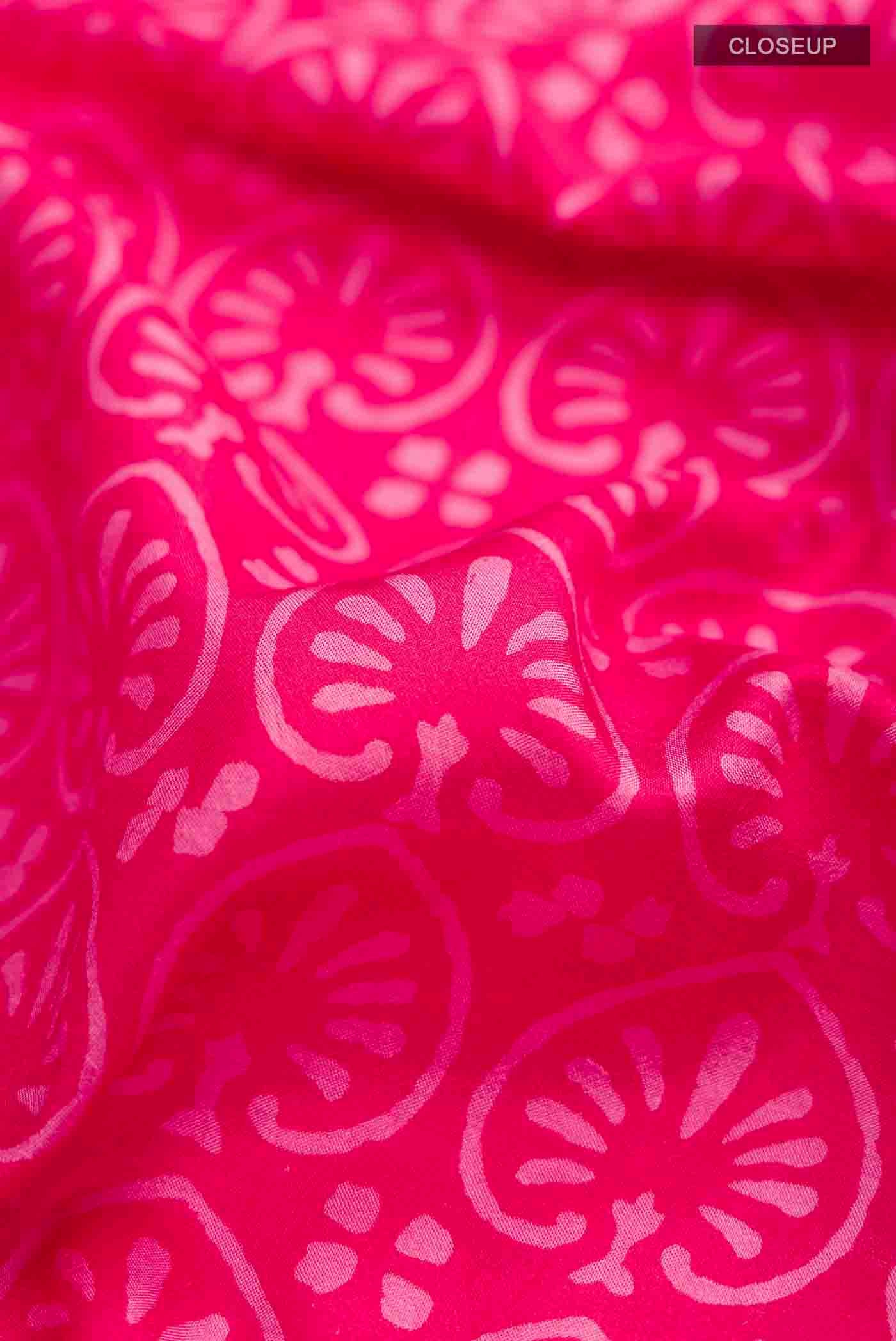Pink Printed Silk Saree - Image 2