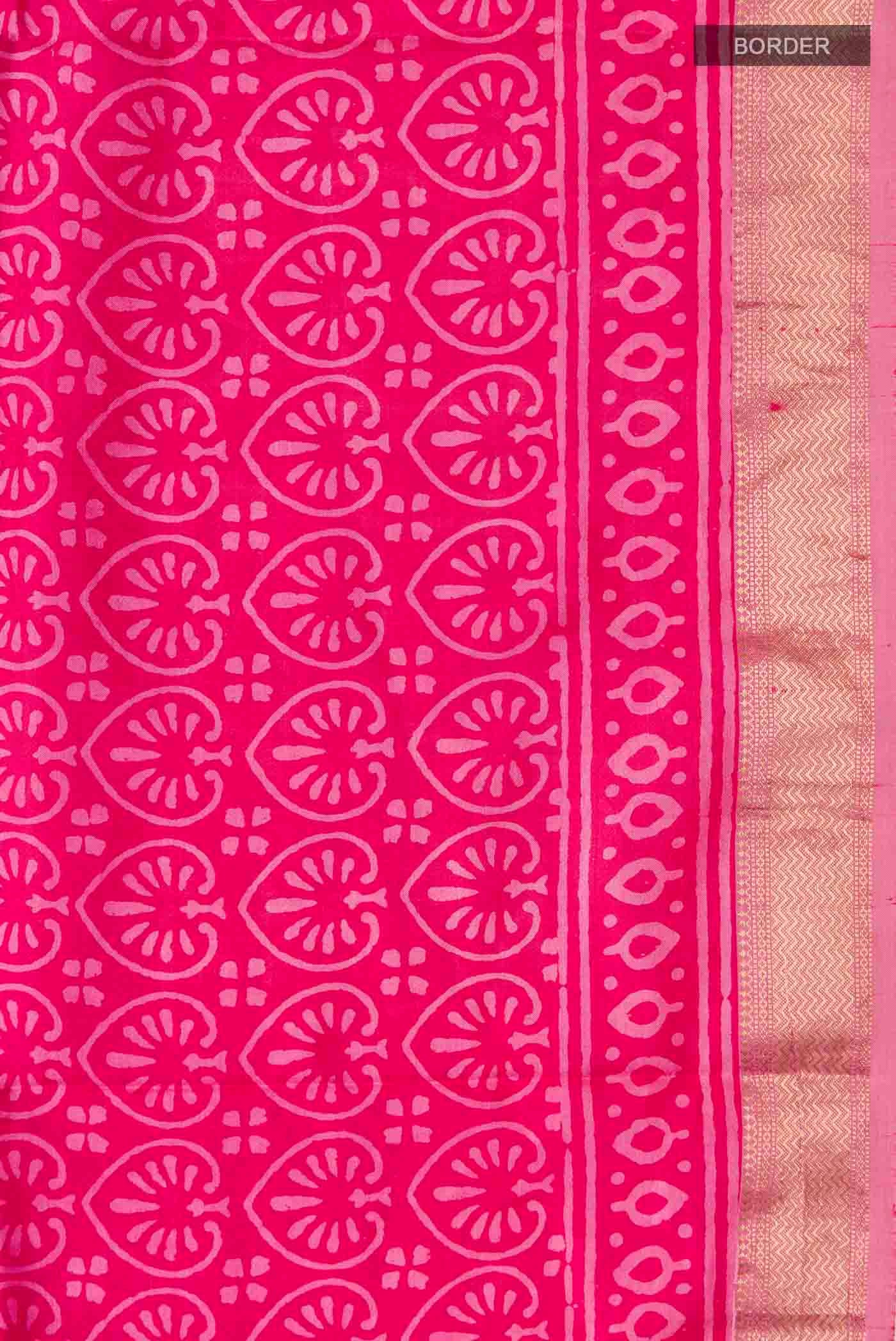 Pink Printed Silk Saree - Image 3