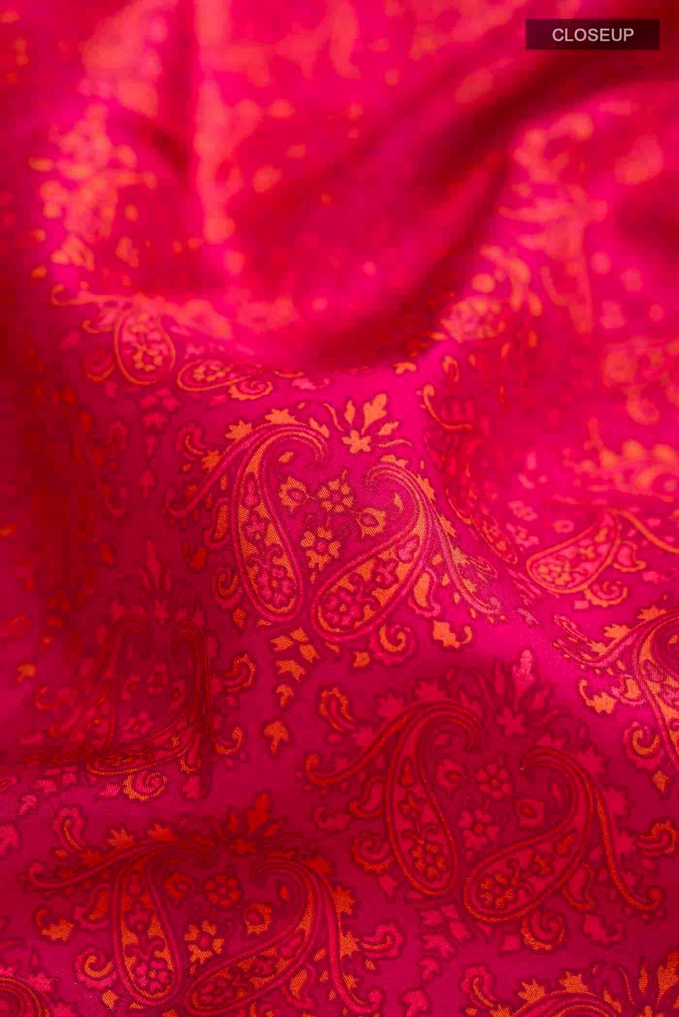 Pink Printed Silk Saree - Image 2