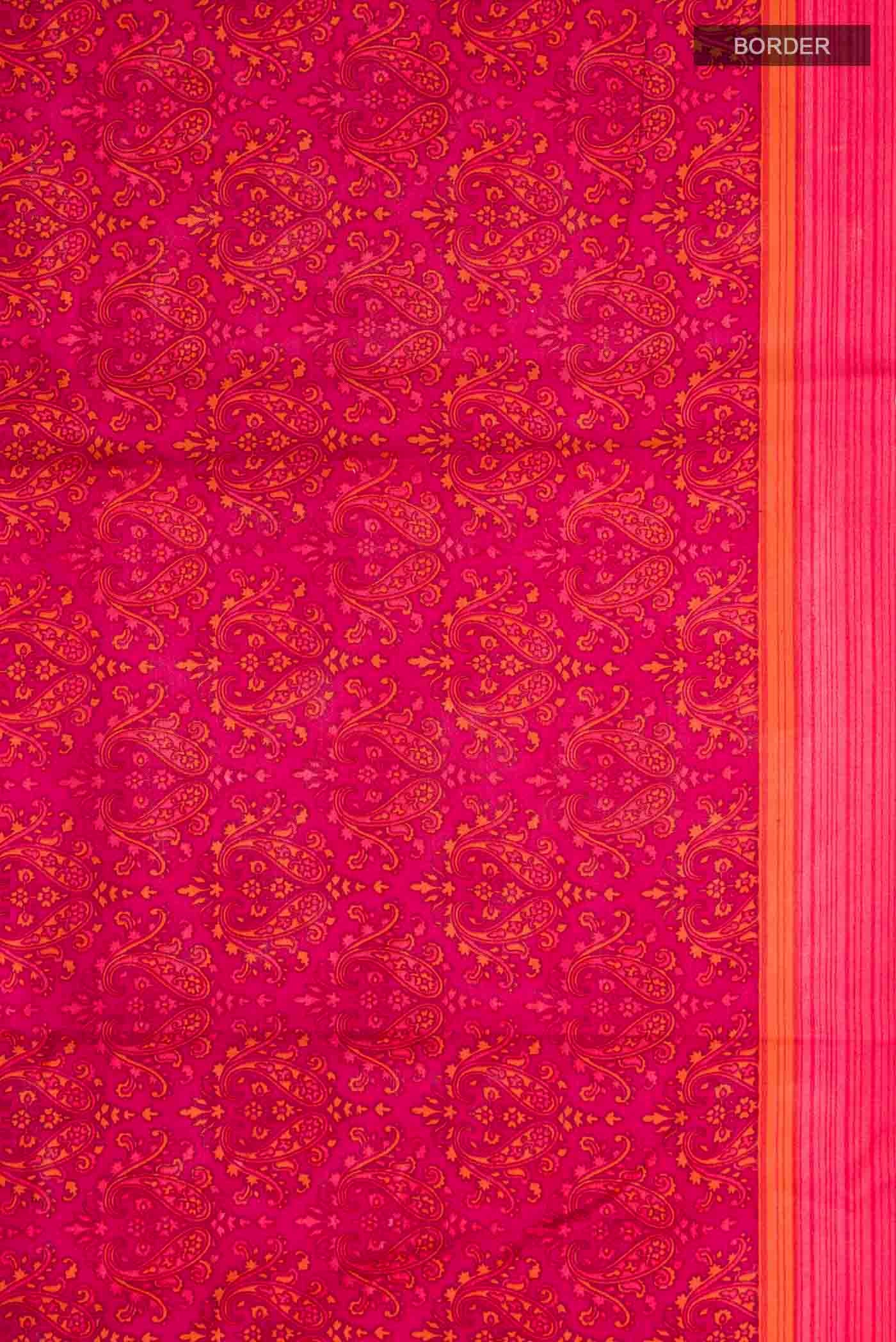 Pink Printed Silk Saree - Image 3