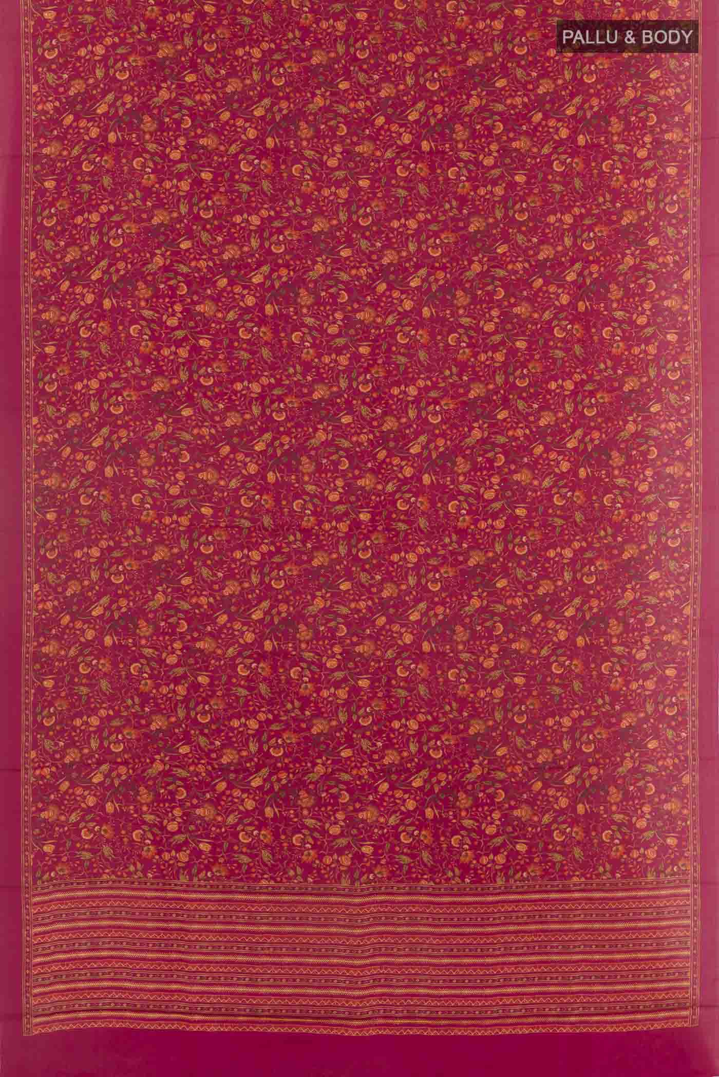 Dark Pink Printed Silk Saree - Image 3