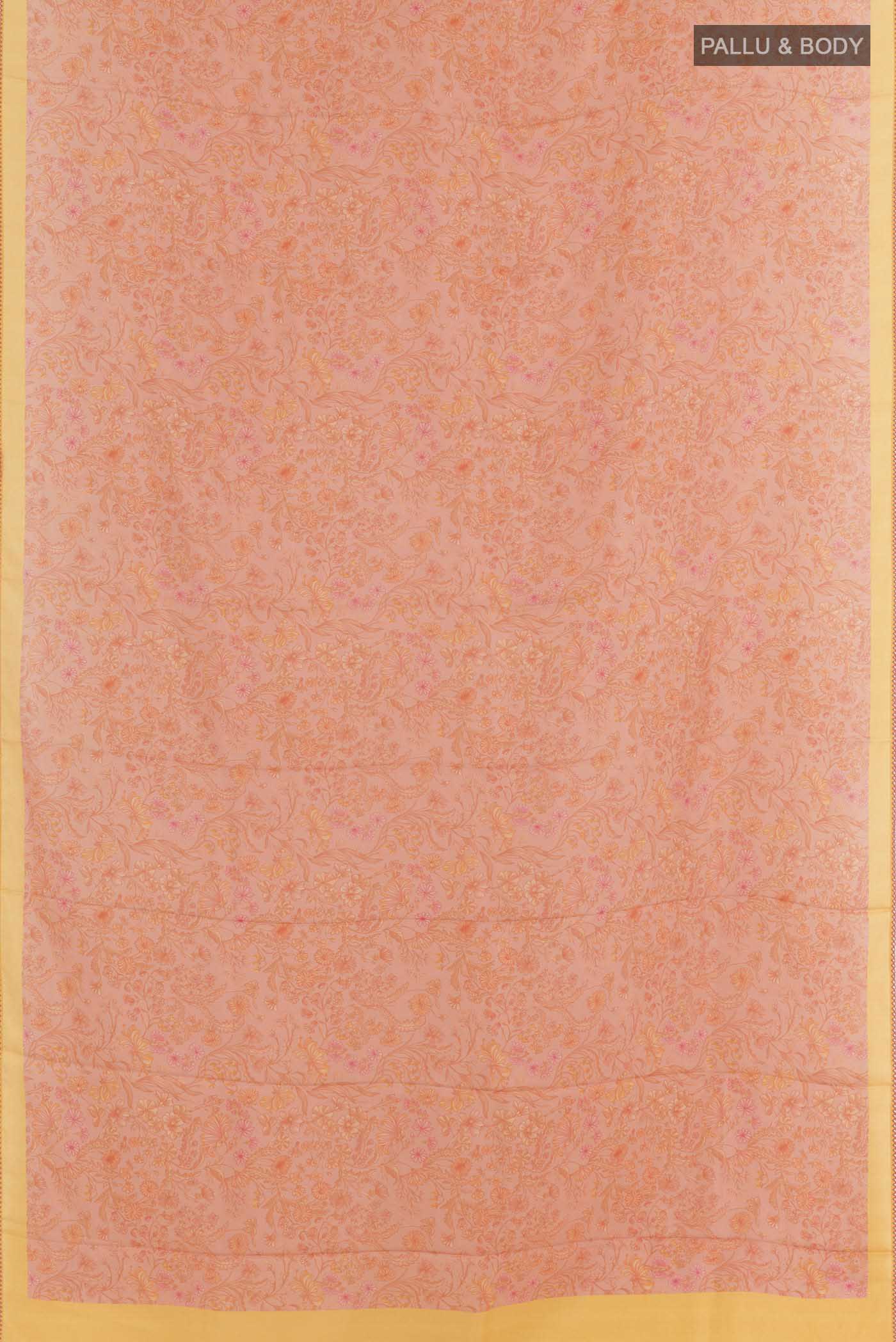 Peach Printed Silk Saree - Image 3