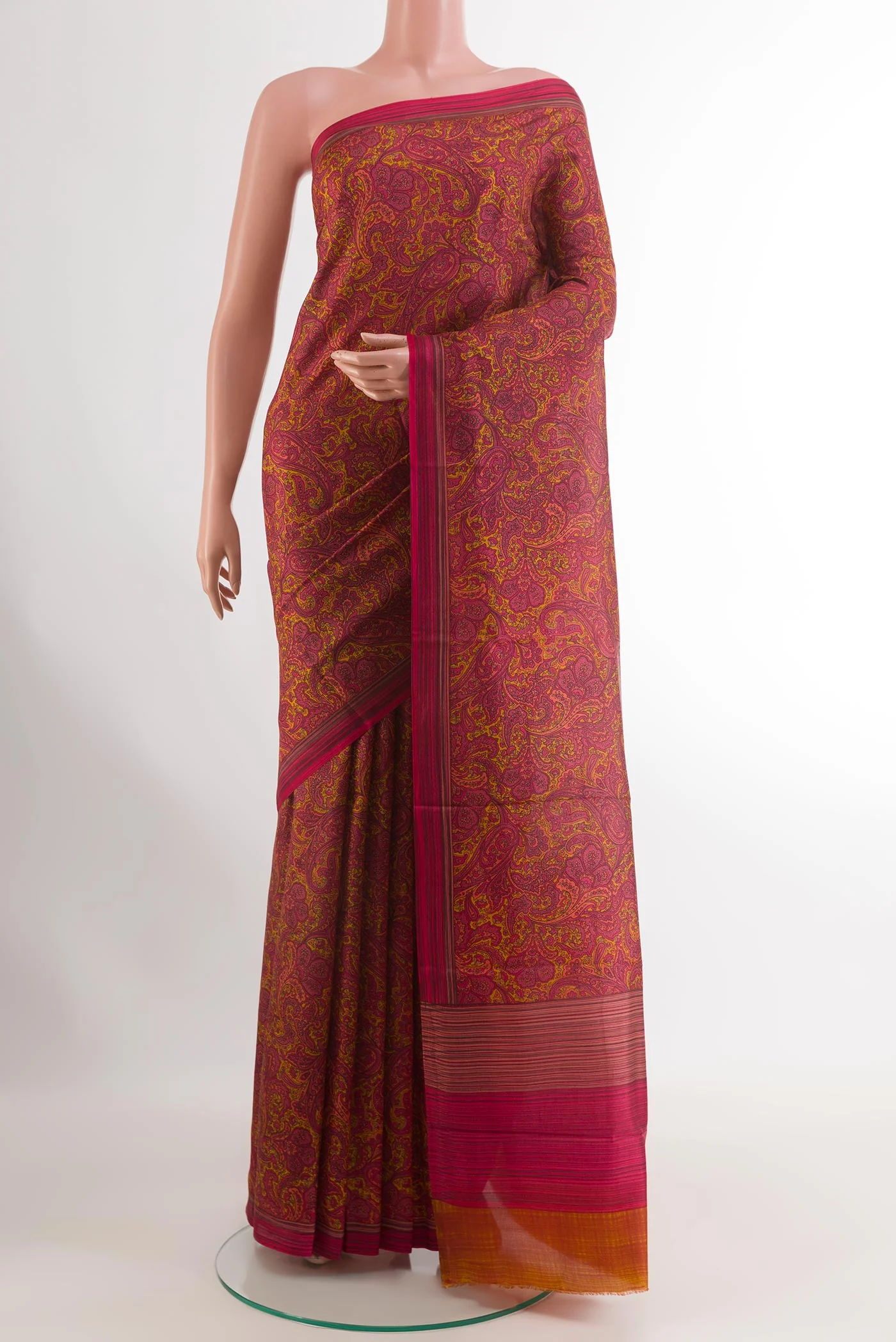 Pink Printed Silk Saree