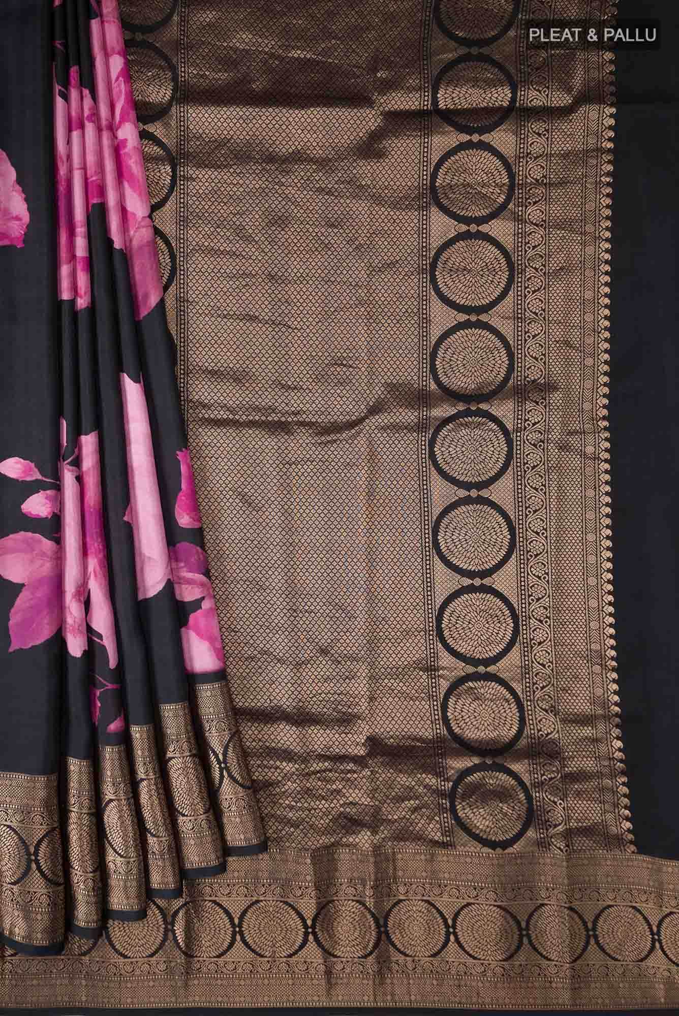 Pink Printed Silk Saree - Image 2