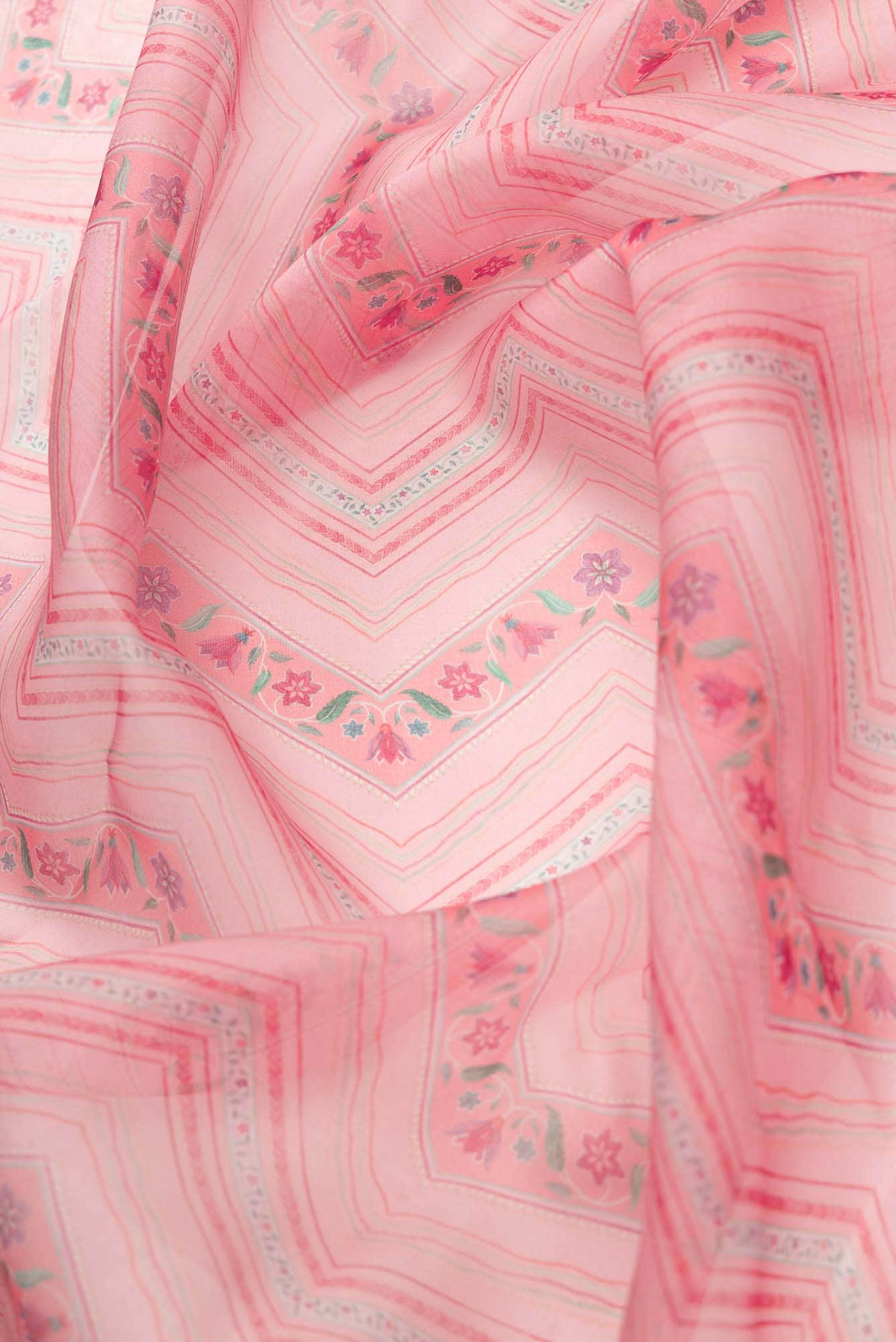 Leher Pink floral design saree from Chintz Collection, Designed by Nalli - Image 4