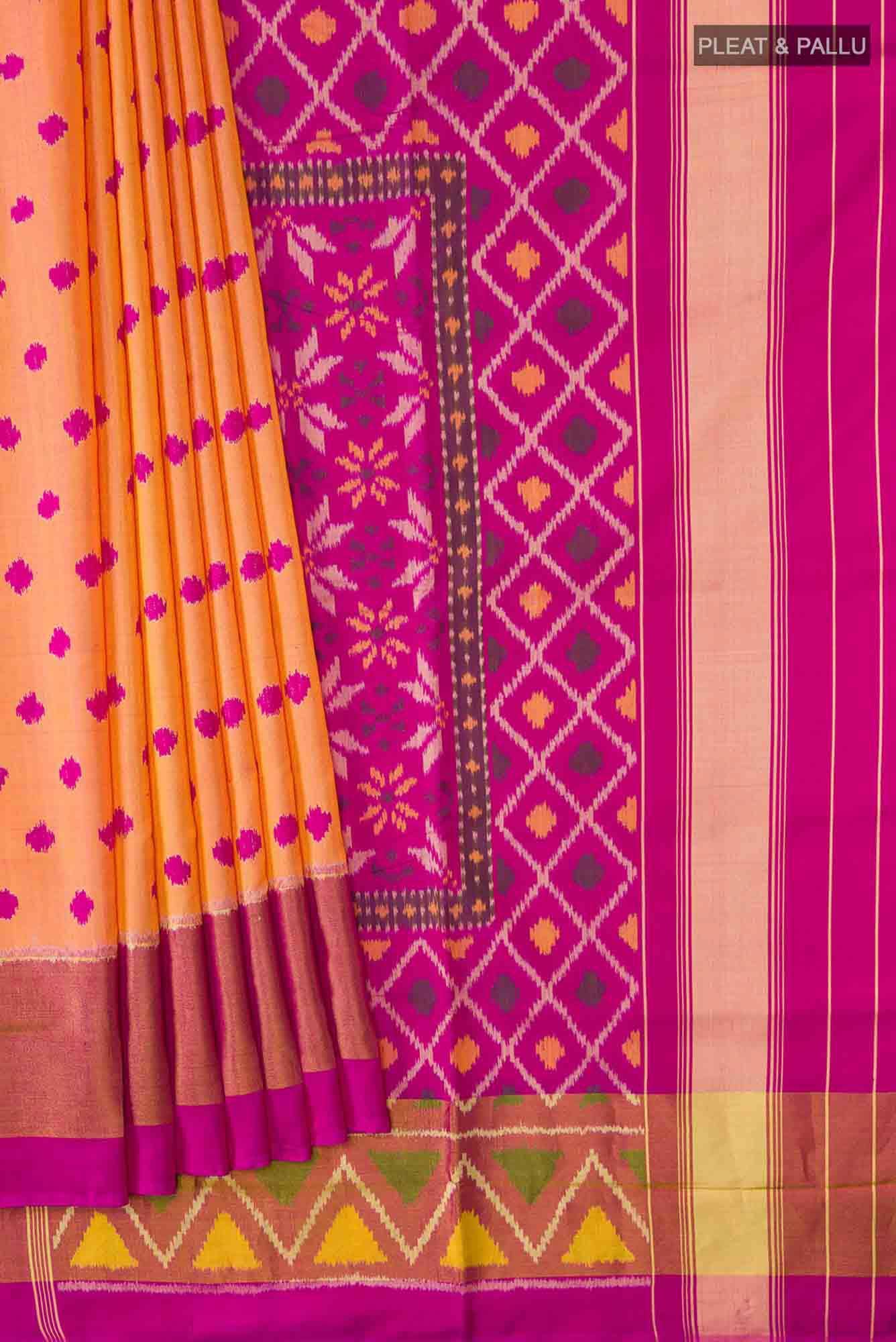 Orange Rajkot Patola Silk Saree - Image 2