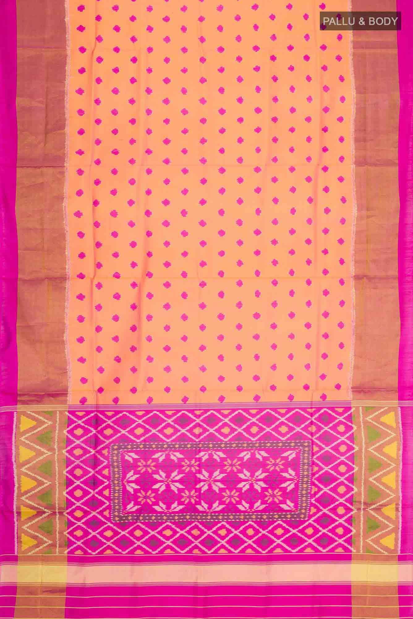 Orange Rajkot Patola Silk Saree - Image 4