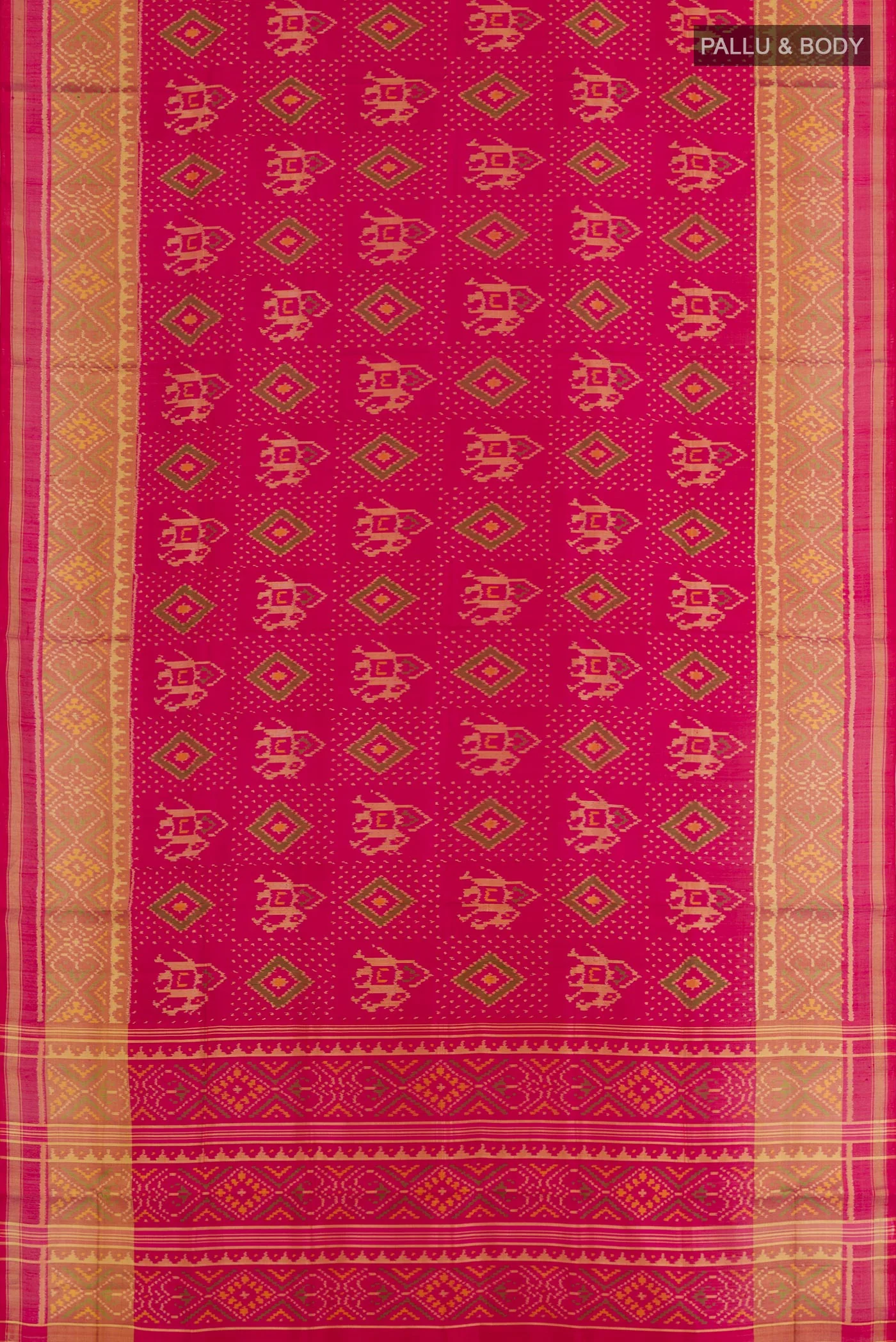 Pink Rajkot Patola Silk Saree - Image 3