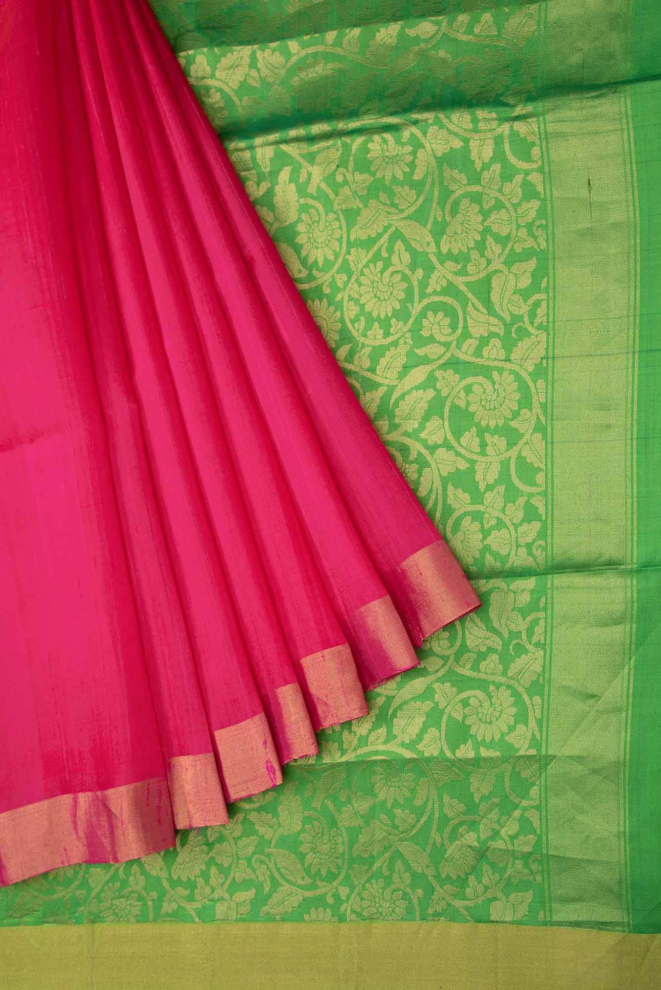 Pink Raw Silk Saree - Image 2