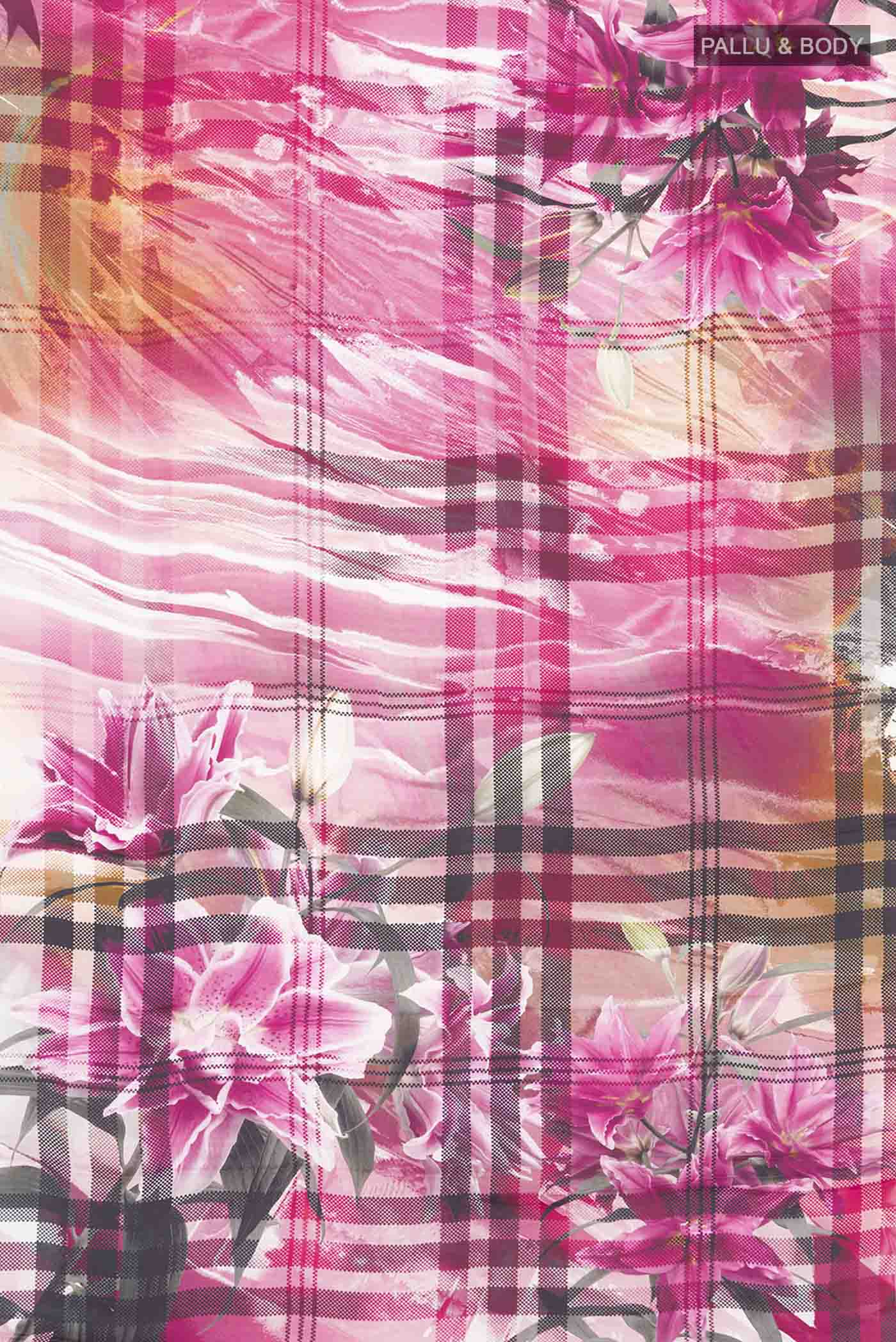 Pink Satin Silk Saree - Image 5